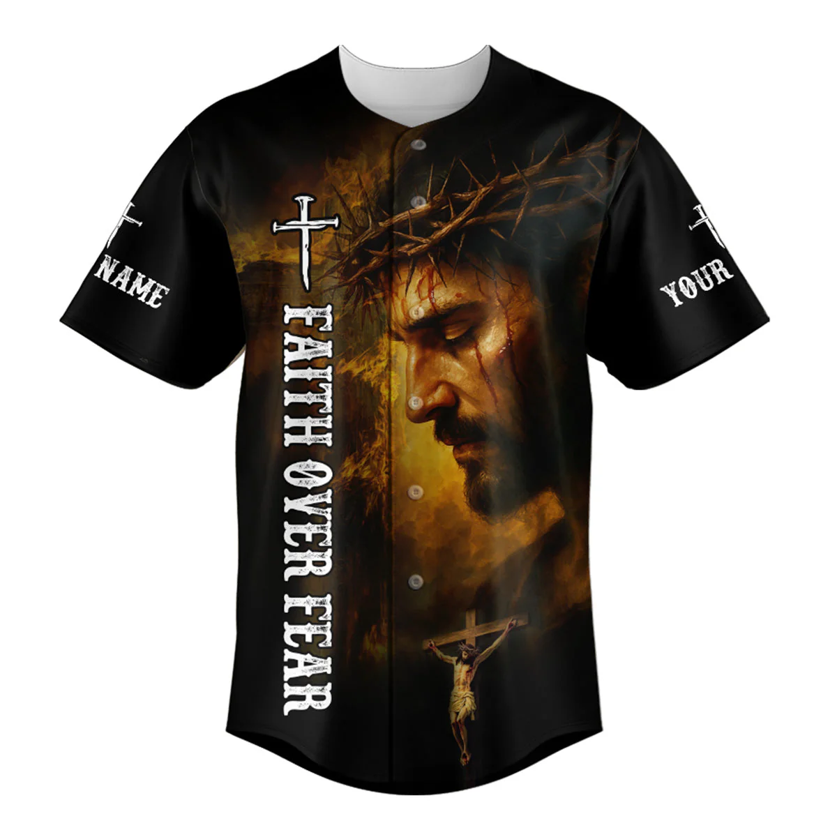1 Cross 3 Nails 4 Given Custom Name Baseball Jersey - Christant Gift For Him - Image 2