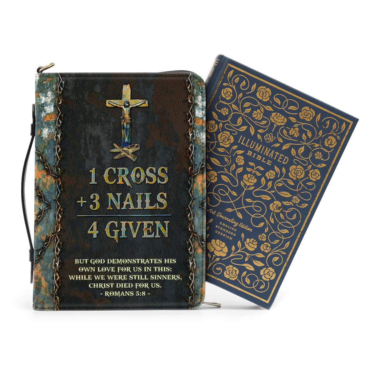 1 Cross 3 Nails 4 Given - Personalized Bible Cover TD118 - Image 2