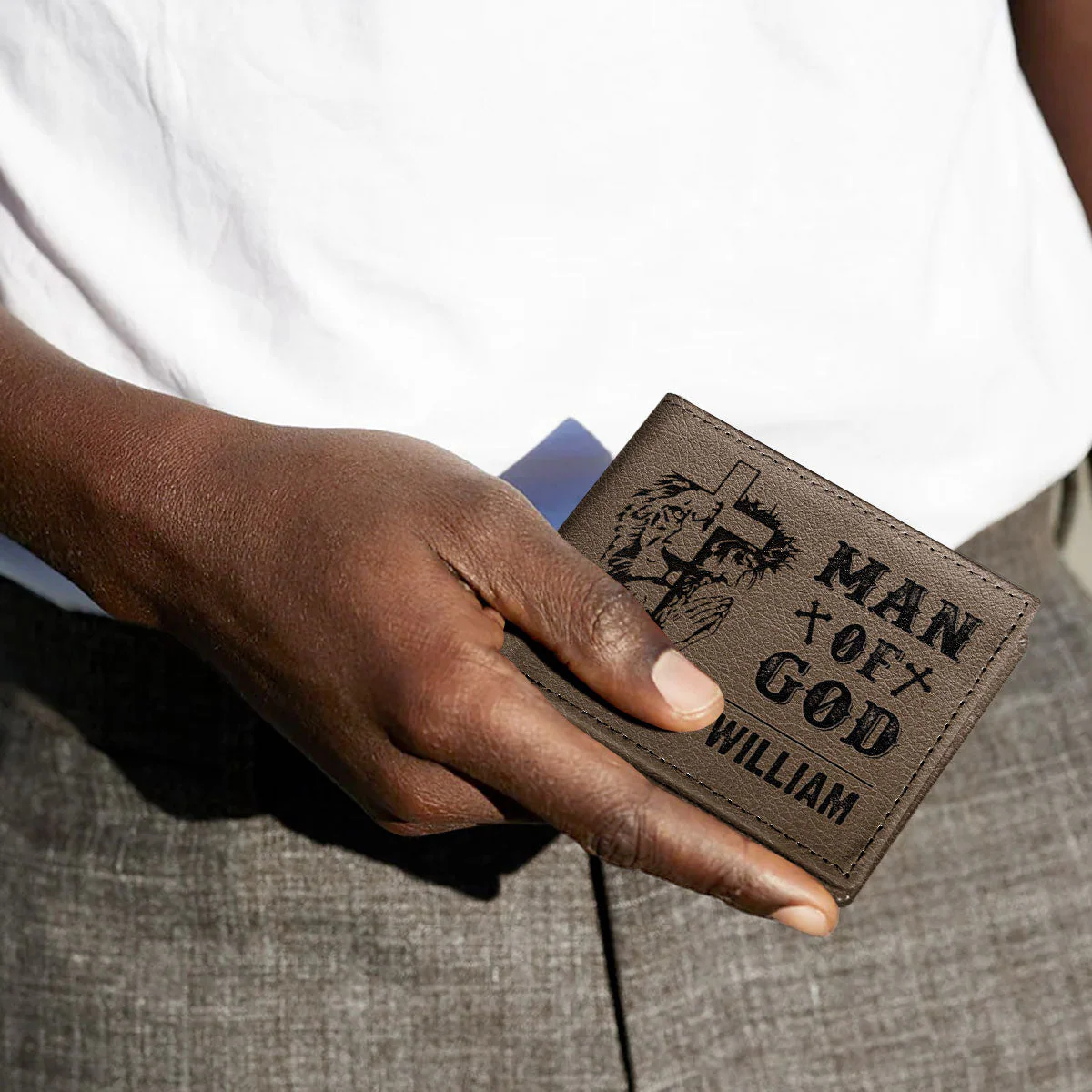 1 Cross 3 Nails 4 Given - Personalized Folded Wallet For Men - Image 3