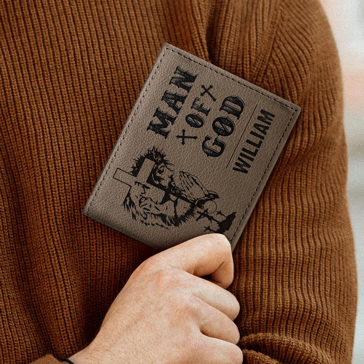 1 Cross 3 Nails 4 Given - Personalized Folded Wallet For Men - Image 4
