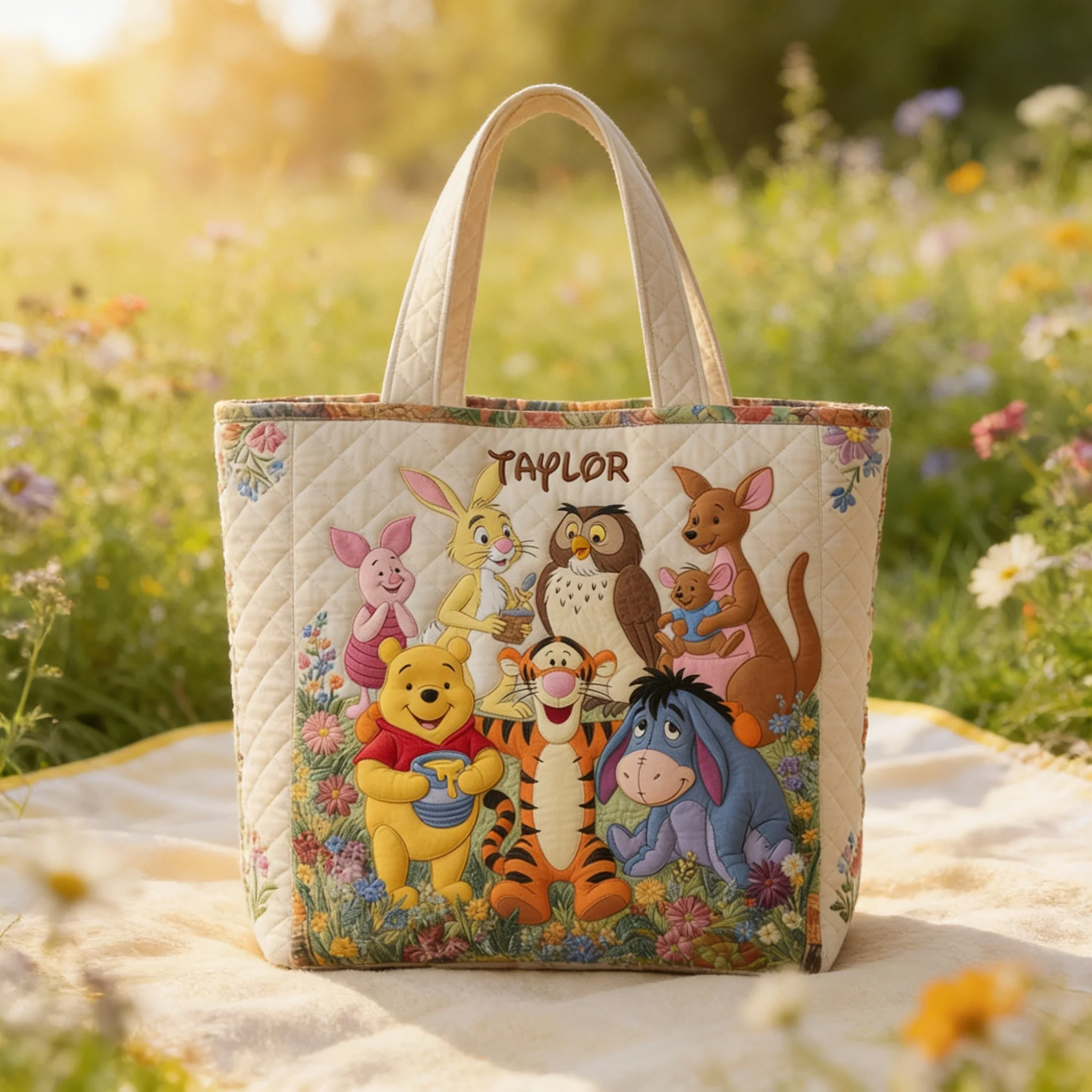 100th Anniversary Honey Bear & Forest Friends - Personalized Quilted Tote Bag - Gift For Movie Fans - DSNY - Image 3