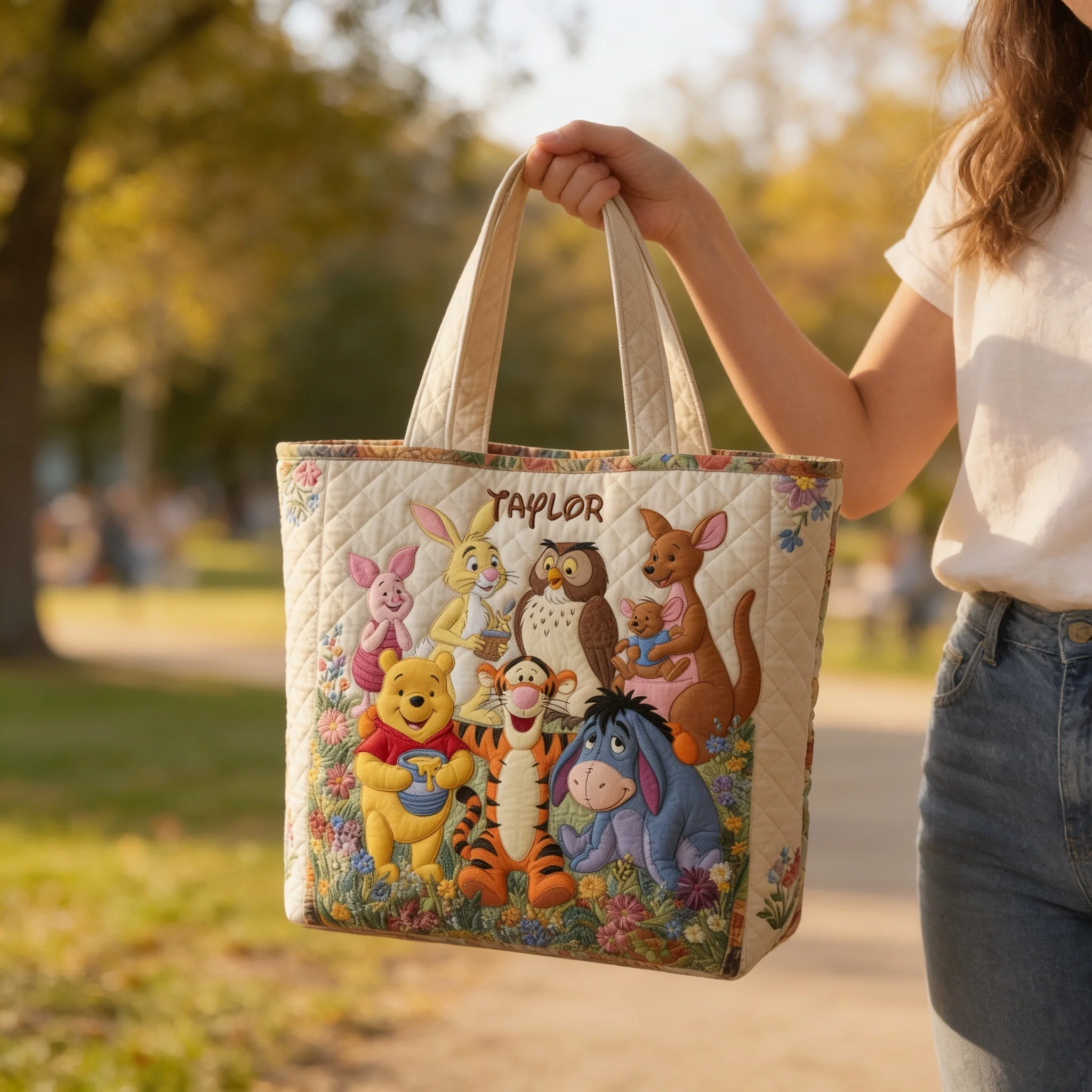 100th Anniversary Honey Bear & Forest Friends - Personalized Quilted Tote Bag - Gift For Movie Fans - DSNY - Image 4