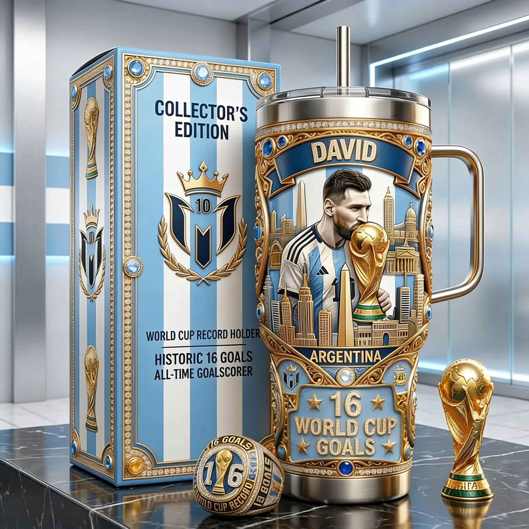 16 World Cup Goals Argentina - Personalized Tumbler - Birthday Gifts For Football Lovers, Sports Fans, Sports Lovers - Image 3