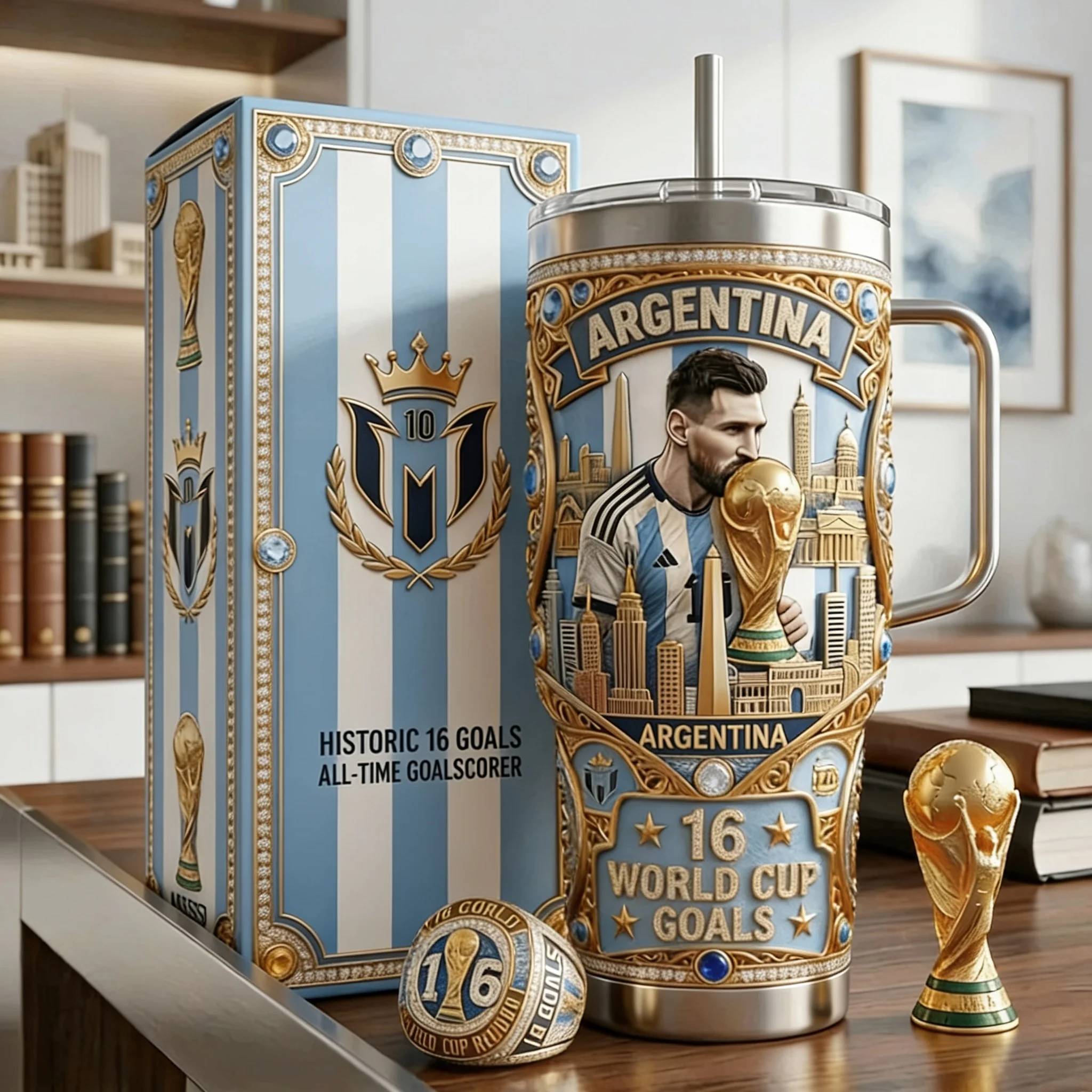 16 World Cup Goals Argentina - Personalized Tumbler - Birthday Gifts For Football Lovers, Sports Fans, Sports Lovers - Image 4