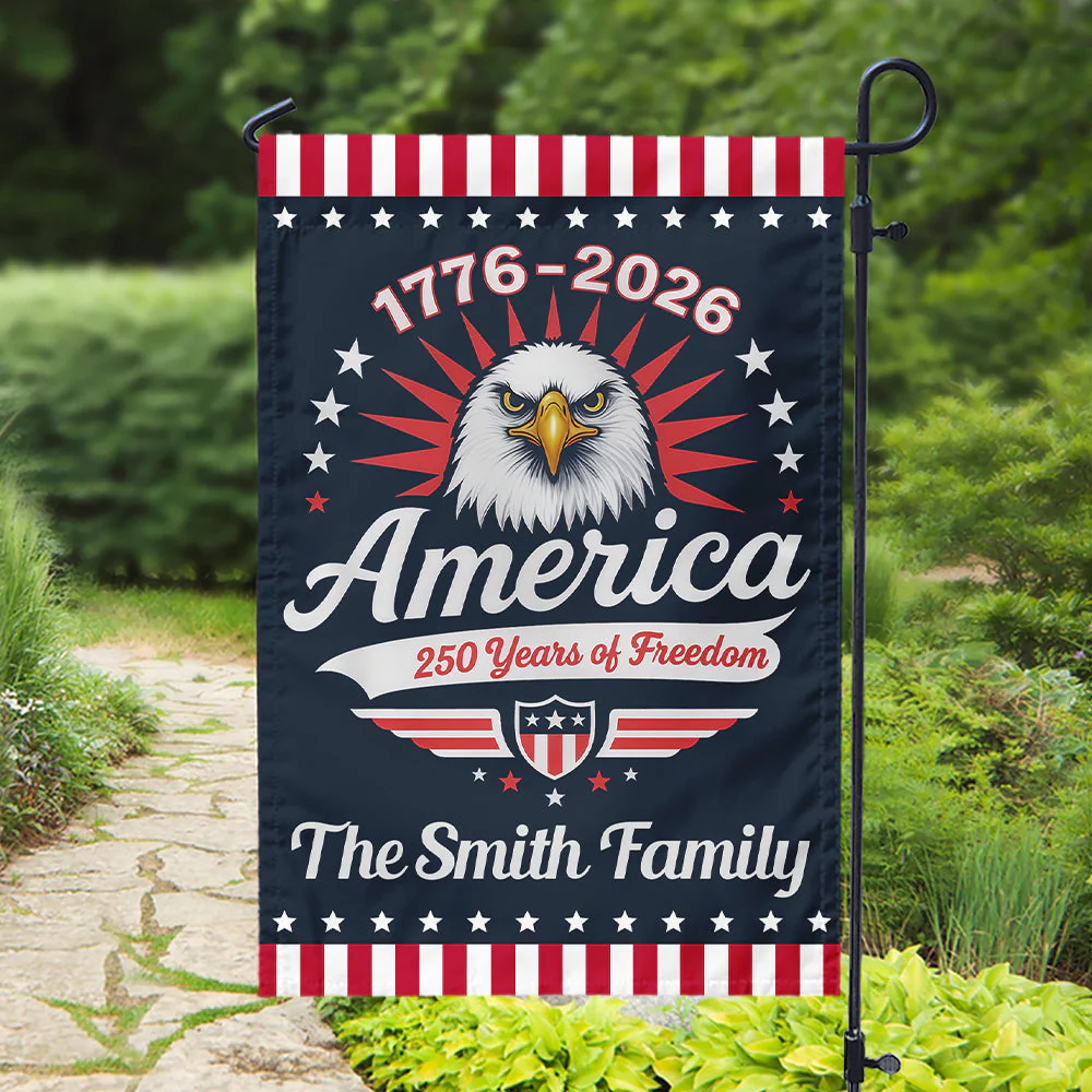 1776-2026 America 250 Years Of Freedom - Personalized Flag - Patriotic Gift For Family HN02