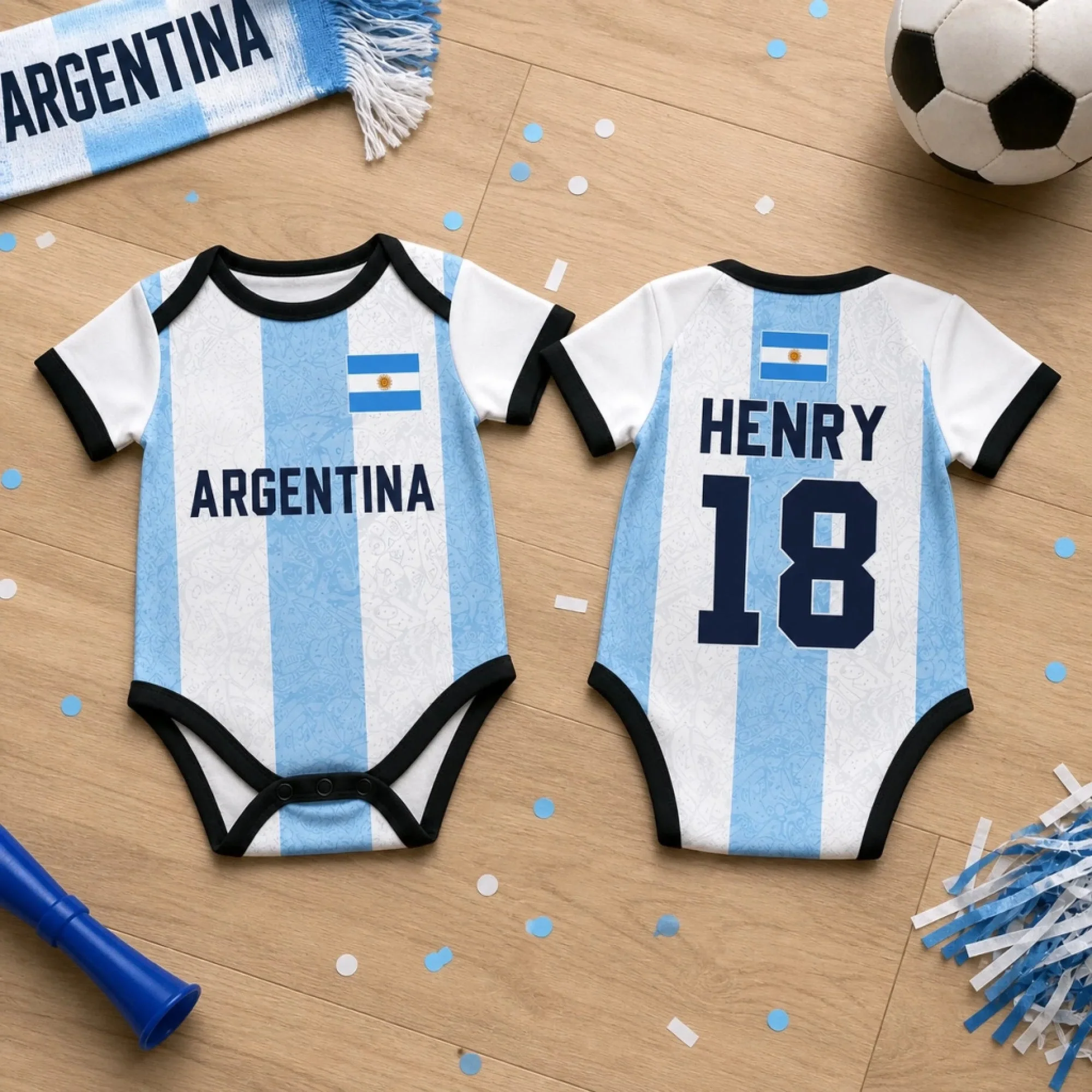 2026 Argentina Soccer Custom Name Number - Personalized Baby Jersey Bodysuit - Gift For New Moms, New Dads, Soccer Lovers - Image 12