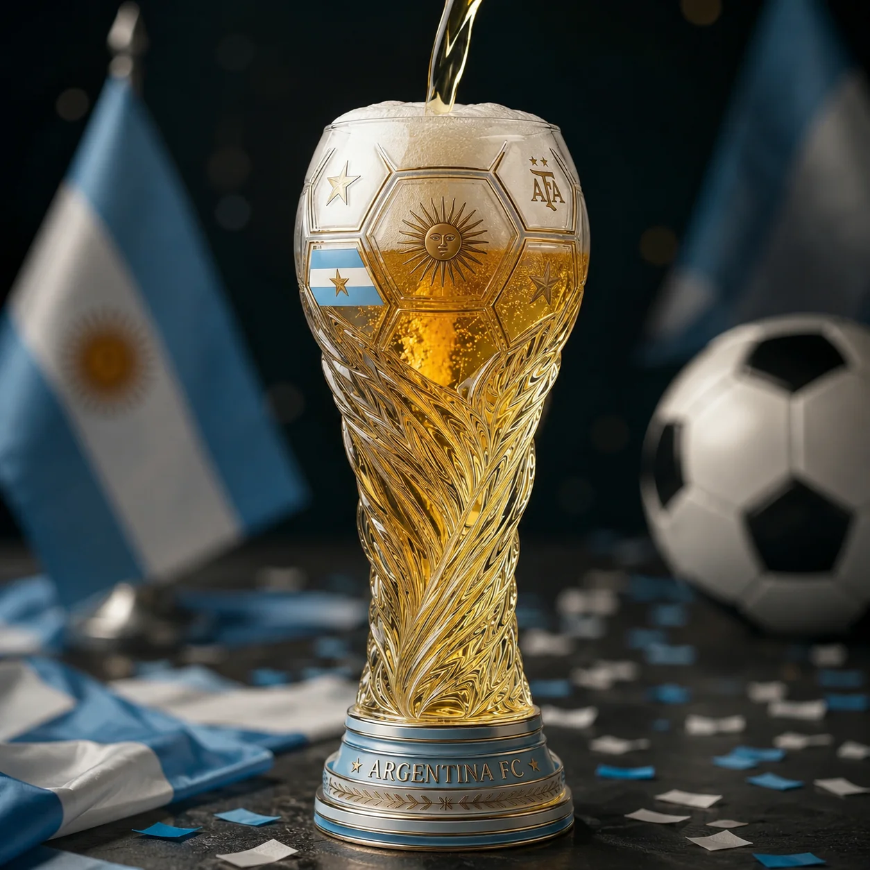 2026 Argentina World Football Championship - Trophy Beer Glass - Gift For Football Lovers, Sport Fans - Image 2