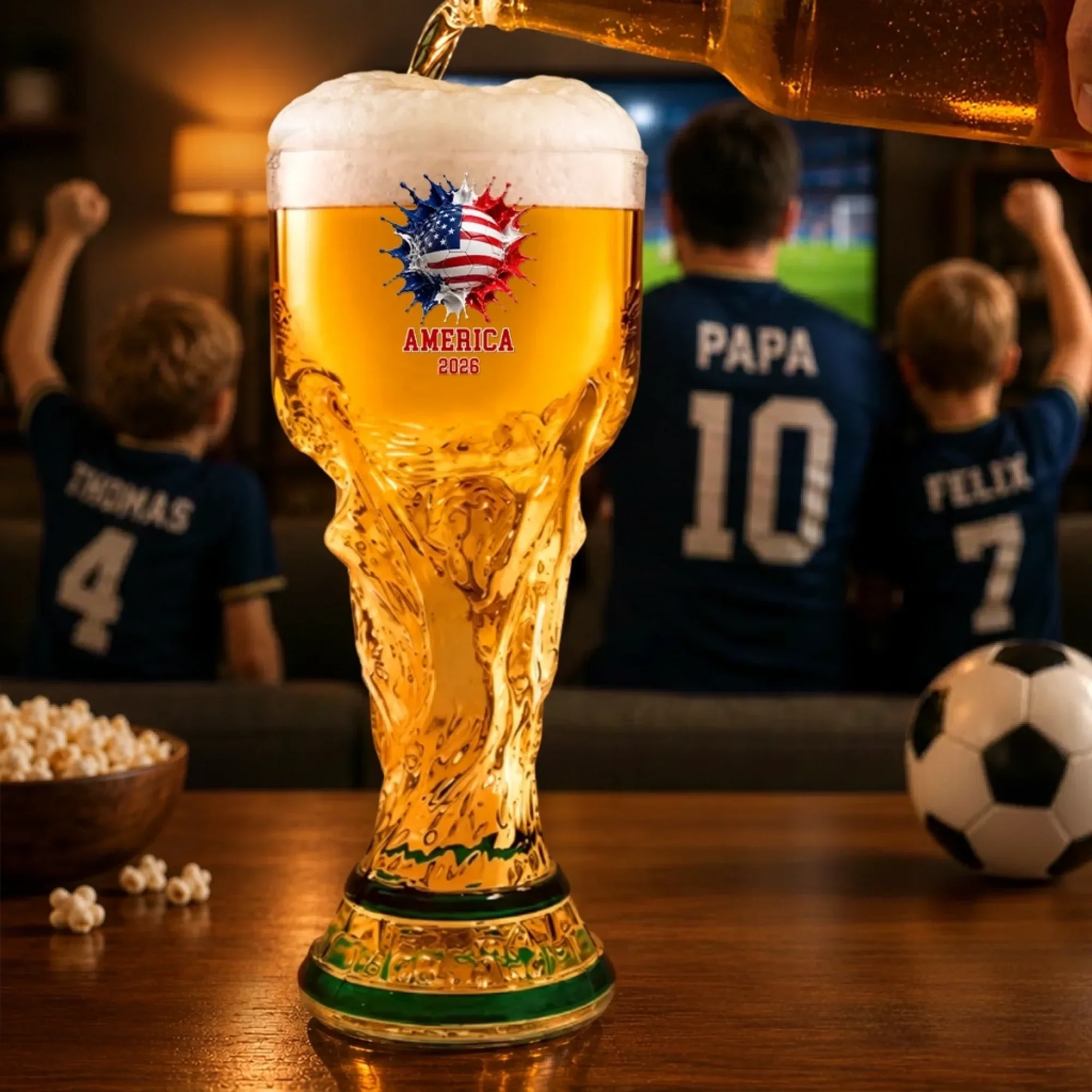 2026 Global Big Soccer Trophy - Personalized Trophy Beer Glass - Gift For Football Lovers, Sport Fans - Image 3