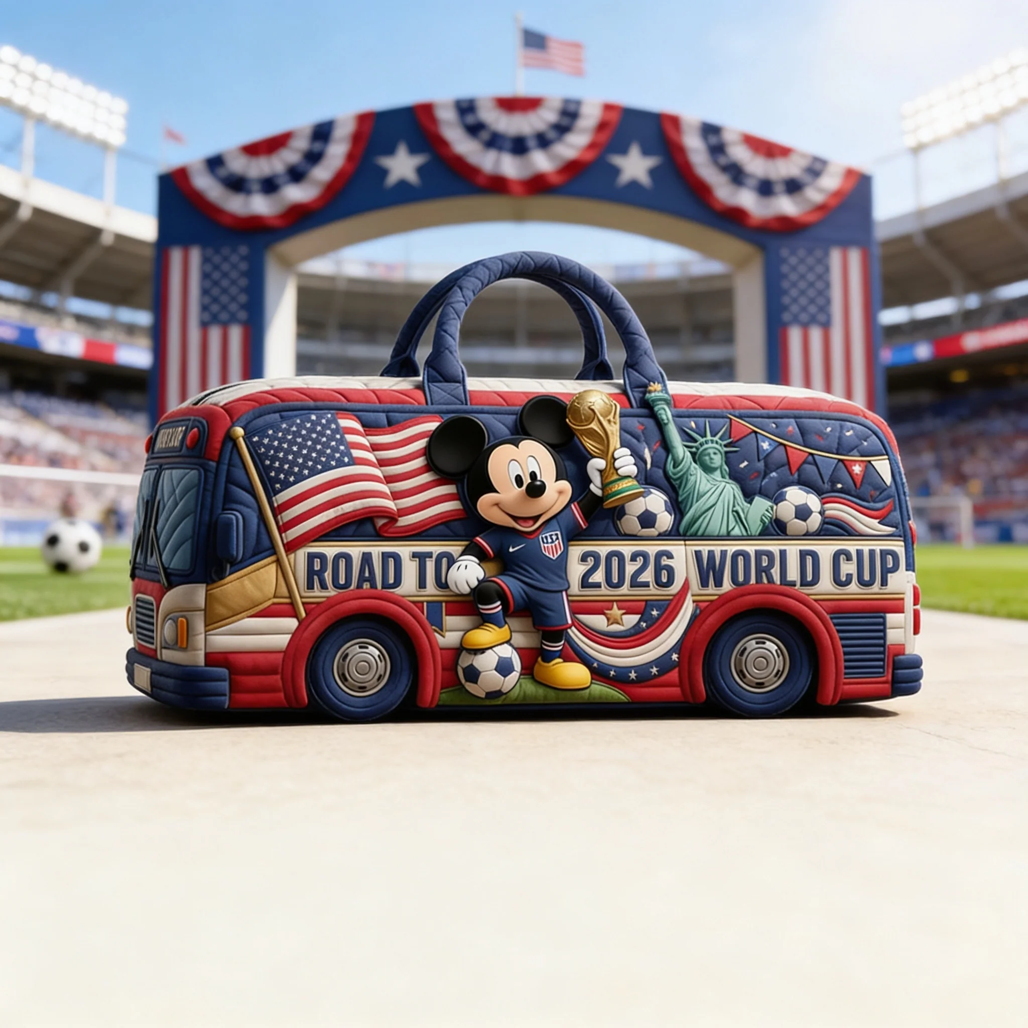 2026 Global Championship With Magical Animal - Personalized Quilted Duffle Bag -  Traveling Gift For Football Fans - Image 3