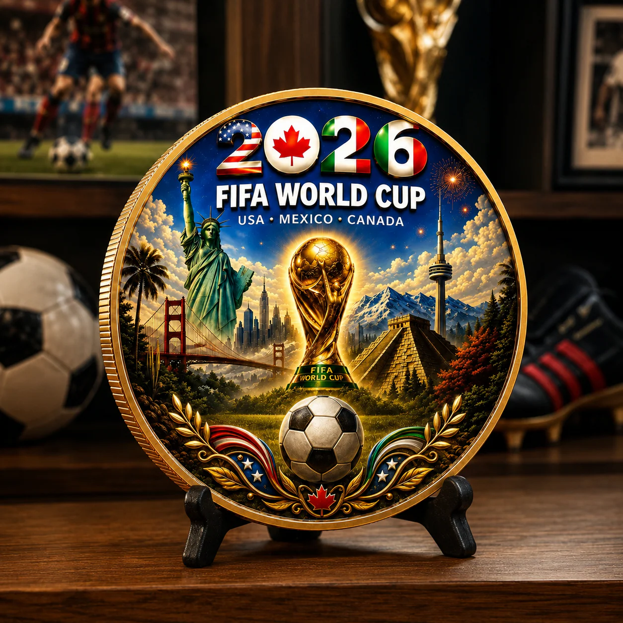 2026 Global Soccer Championship Trophy - Commemorative Coin - Gift For Fans - Image 3