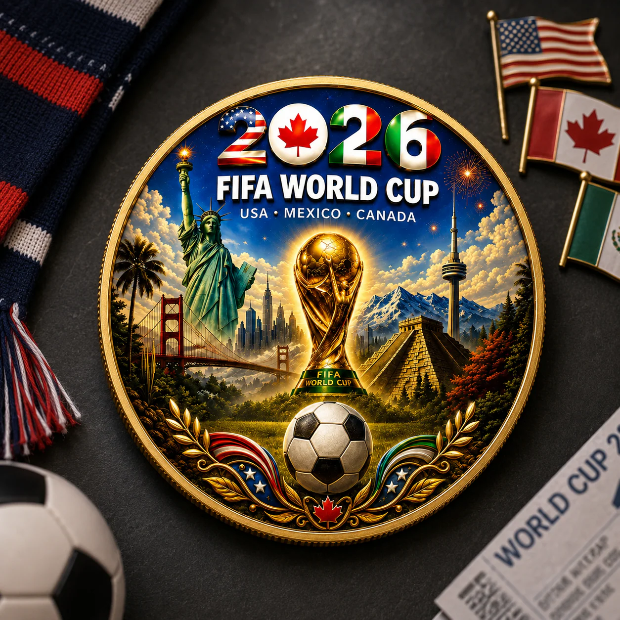 2026 Global Soccer Championship Trophy - Commemorative Coin - Gift For Fans - Image 5