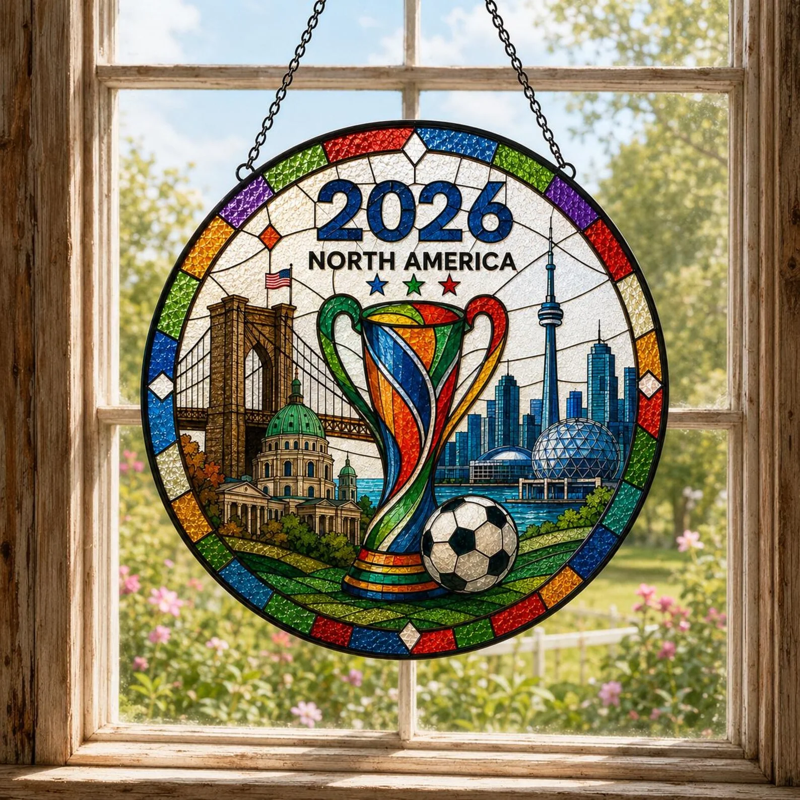 2026 North America Soccer Championship Trophy - Stained Glass Window Hanging Suncatcher - Gift For Family - Image 4