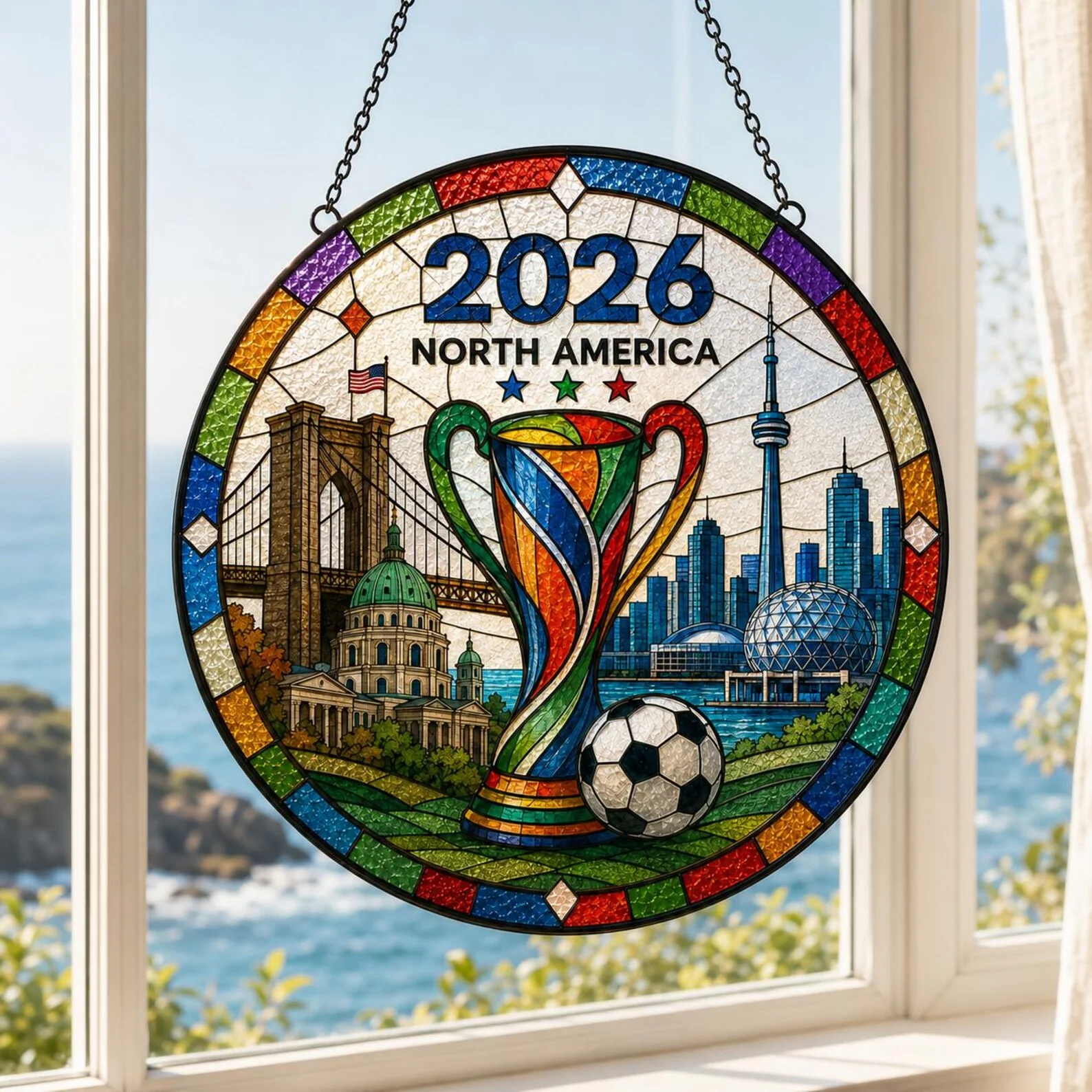 2026 North America Soccer Championship Trophy - Stained Glass Window Hanging Suncatcher - Gift For Family - Image 5