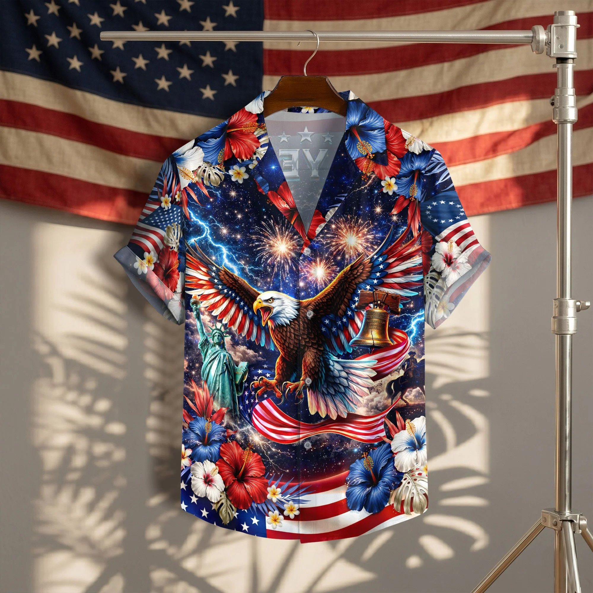 250 Years 1776 2026 Eagle Liberty Bell Hawaiian Shirt - Patriotic Gift For Him - Image 2