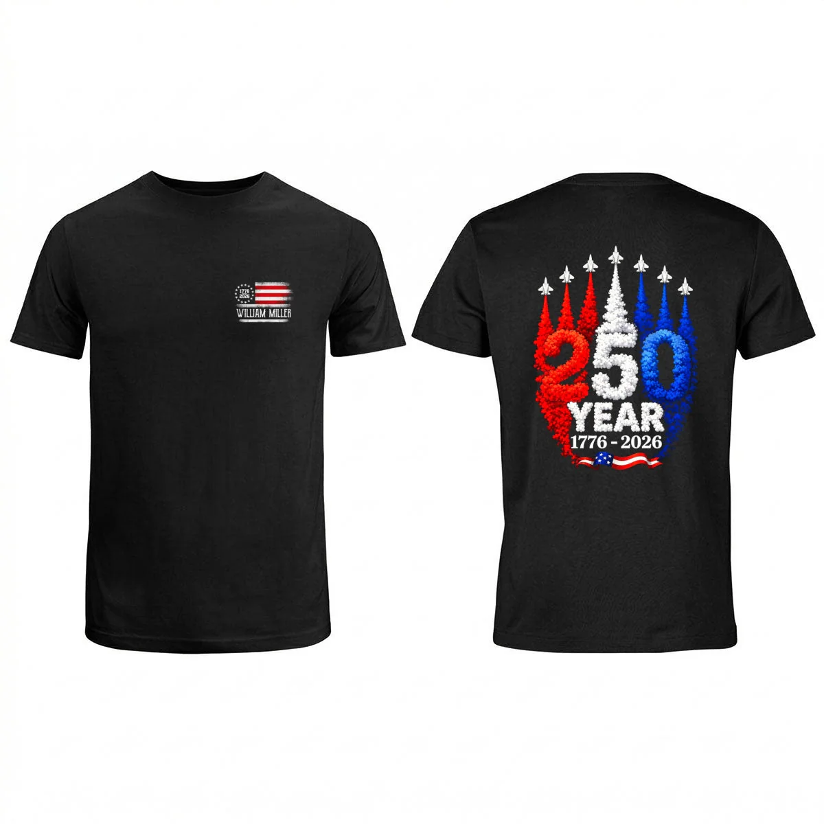 250 Years American Flag Red White Blue Jet Smoke - Personalized Shirt - Gift For Patriots - Image 10