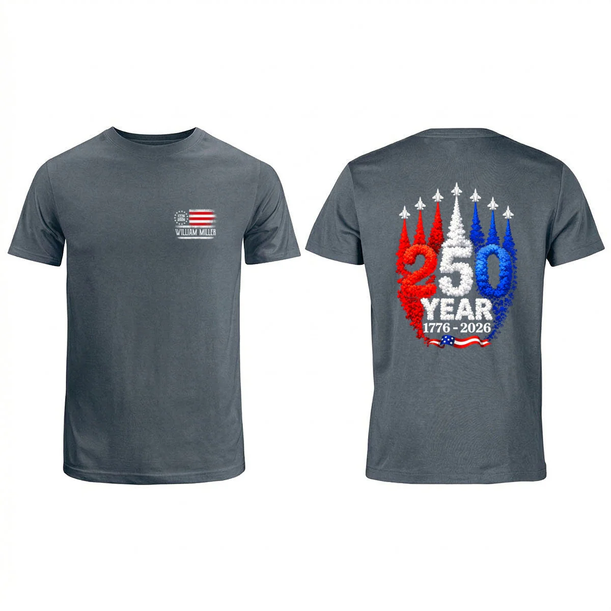 250 Years American Flag Red White Blue Jet Smoke - Personalized Shirt - Gift For Patriots - Image 11
