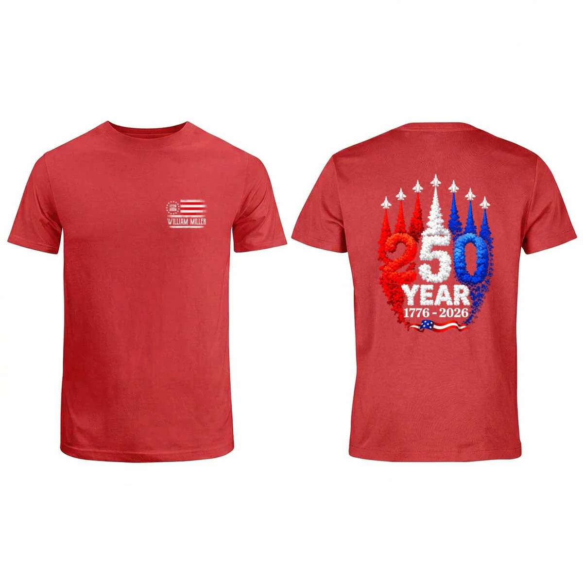 250 Years American Flag Red White Blue Jet Smoke - Personalized Shirt - Gift For Patriots - Image 13