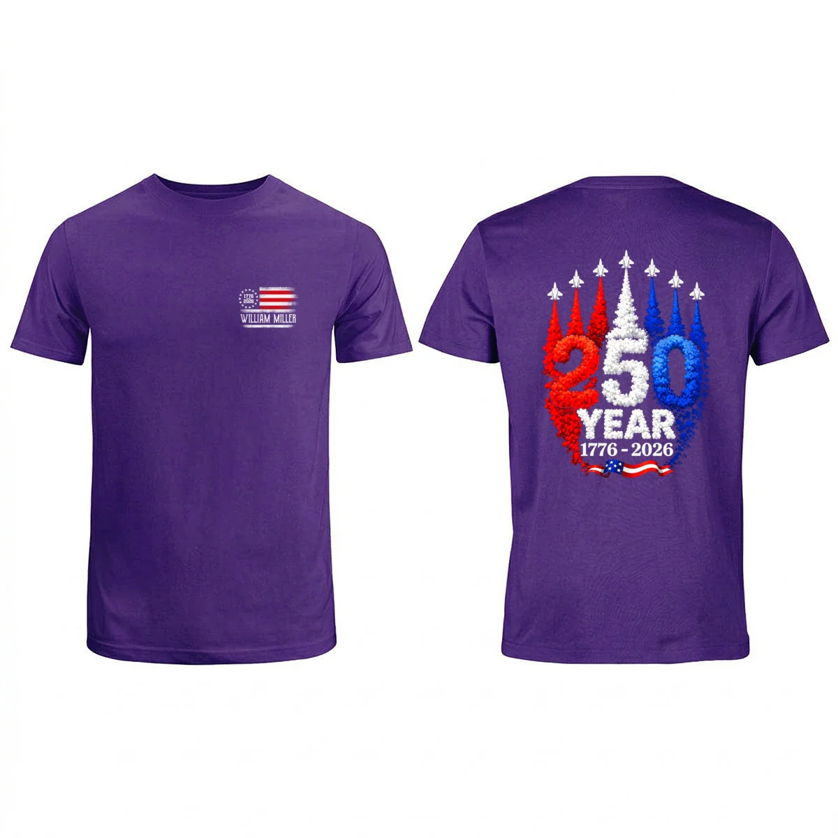 250 Years American Flag Red White Blue Jet Smoke - Personalized Shirt - Gift For Patriots - Image 14