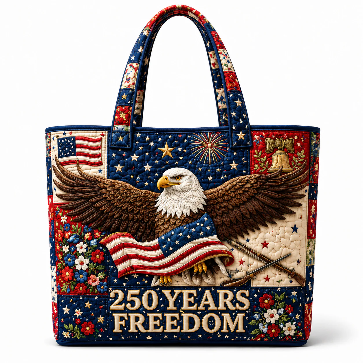 250 Years Freedom US Anniversary Bald Eagle - Quilted Tote Bag - Patriotic Gift For Her - Image 5