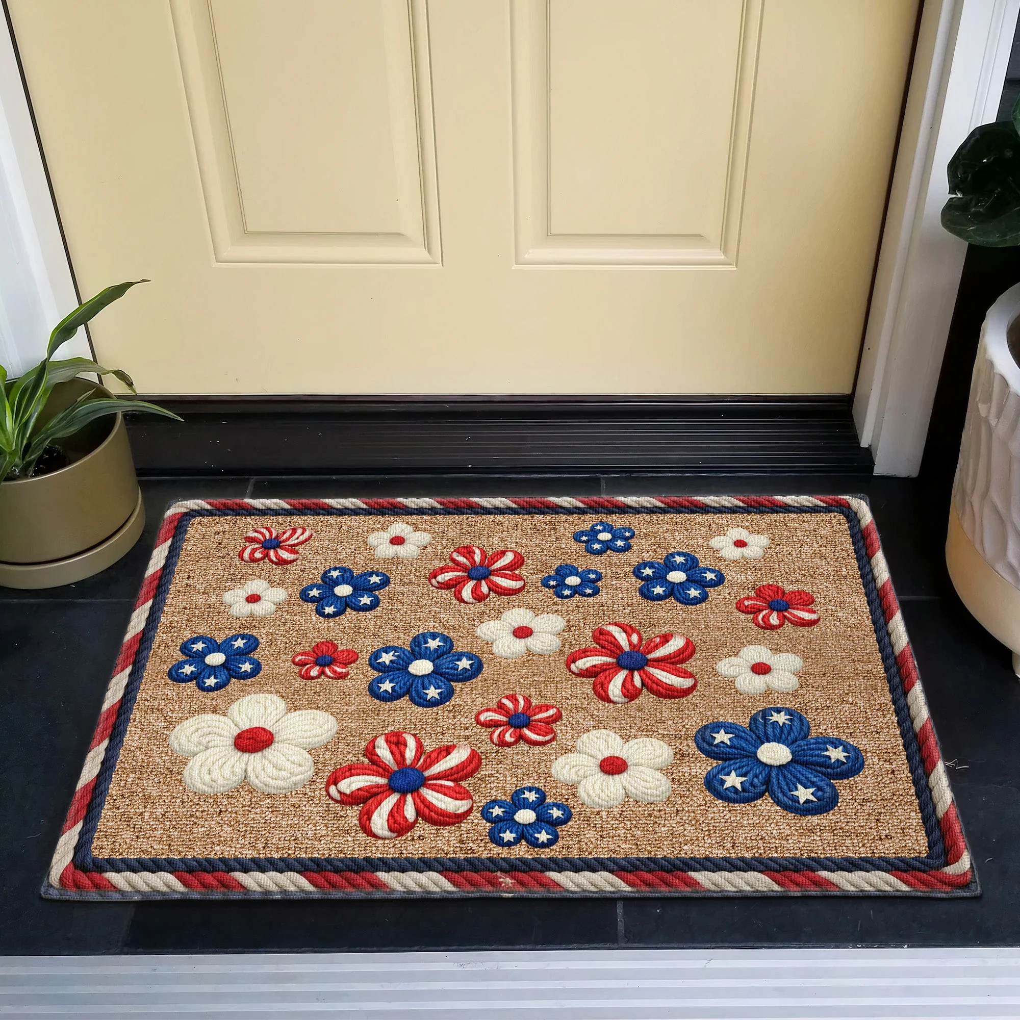 250 Years Home Sweet Home Minimalist Welcome Faux Yarn Pattern - Personalized Doormat