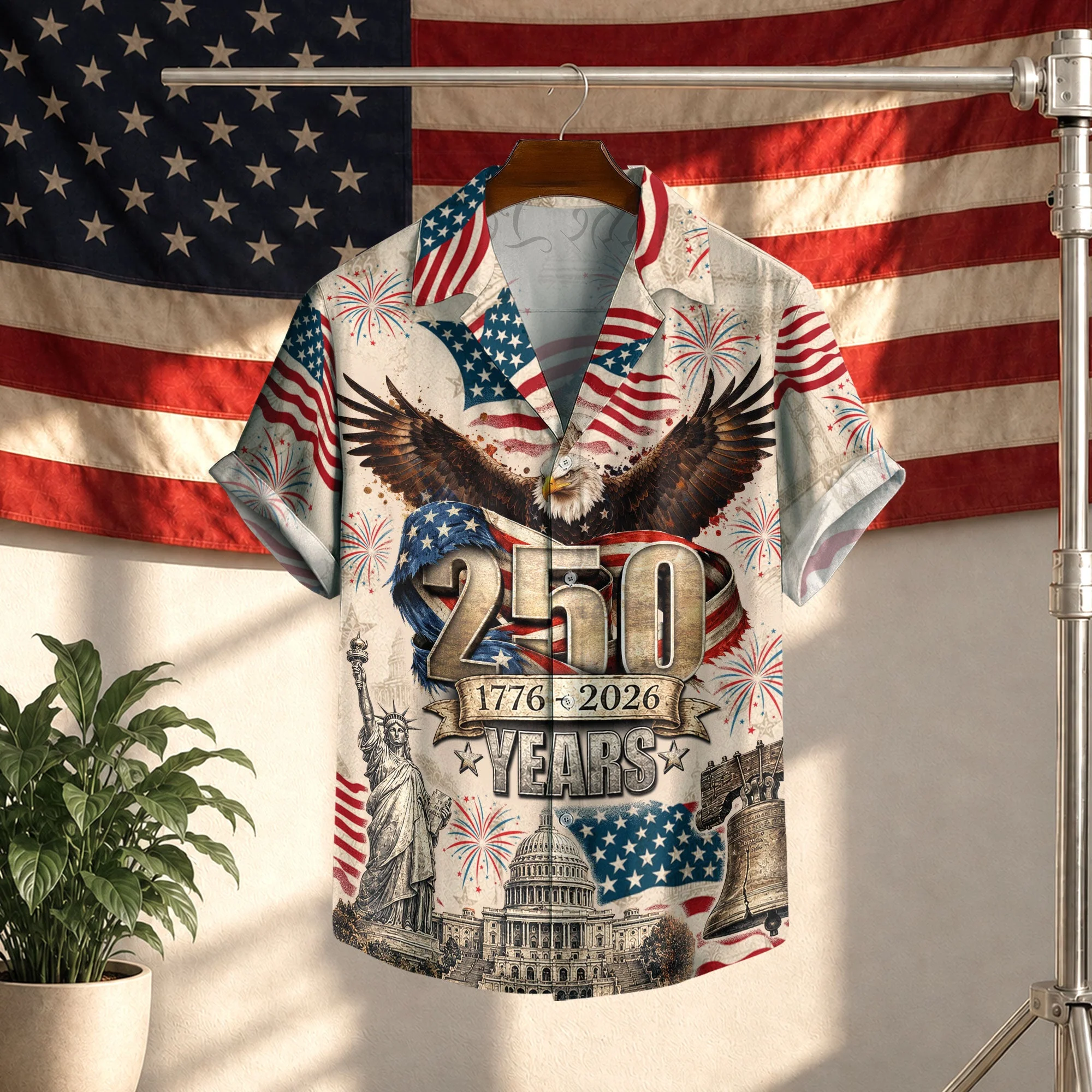 250 Years Of America 1776–2026 Eagle Edition Hawaiian Shirt - Patriotic Gift For Him - Image 2