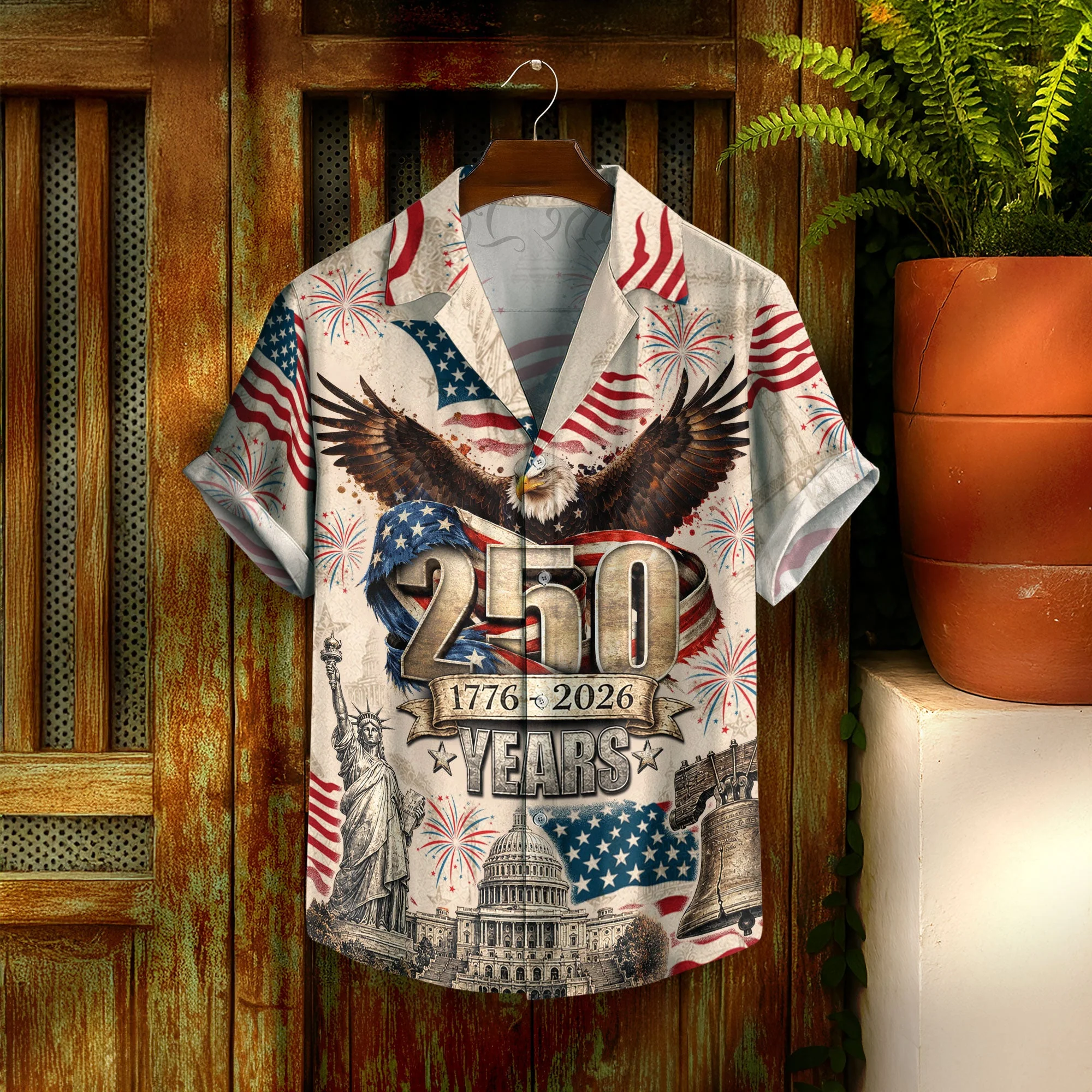 250 Years Of America 1776–2026 Eagle Edition Hawaiian Shirt - Patriotic Gift For Him - Image 4