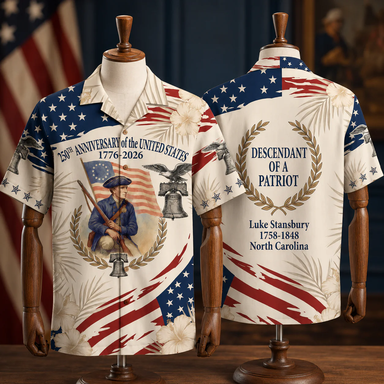 250 Years Of America Descendant Of A Patriot - Hawaiian Shirt - Gift For Men, Patriots