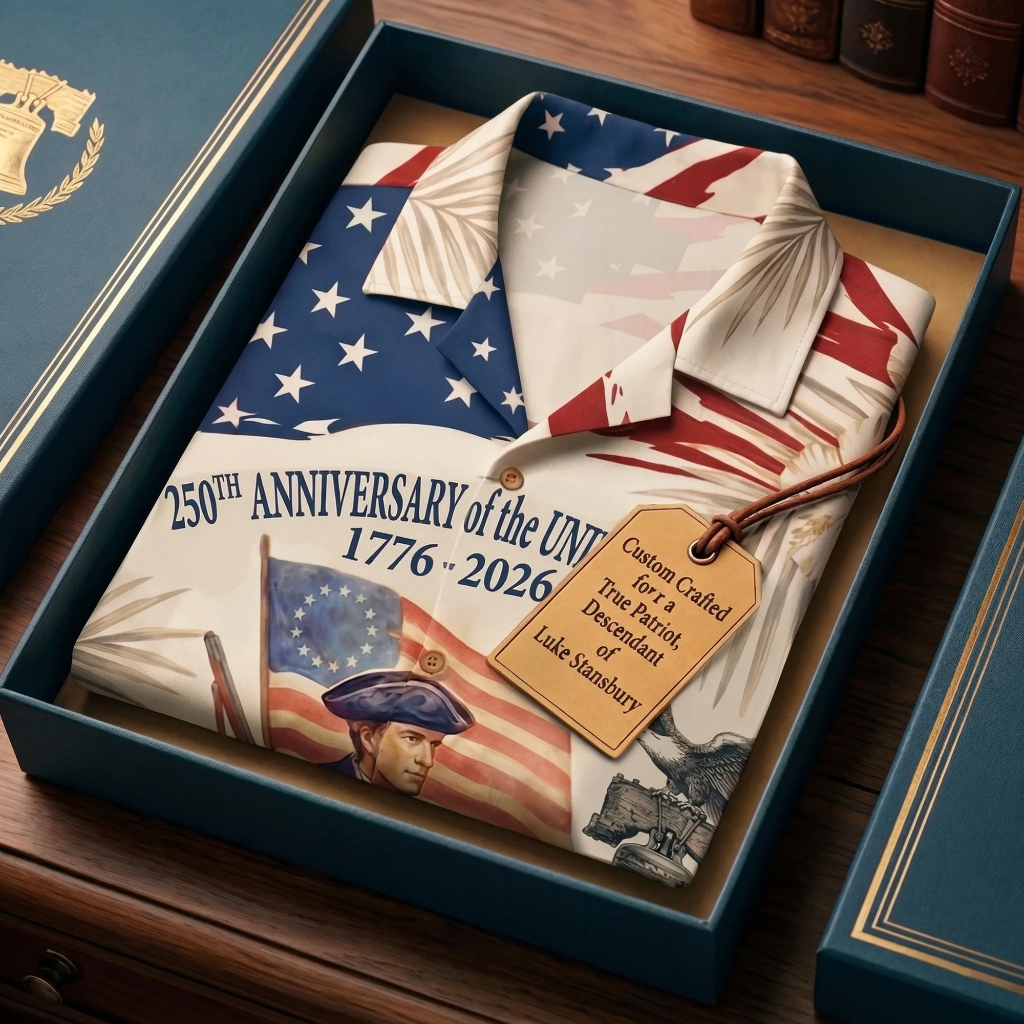 250 Years Of America Descendant Of A Patriot - Hawaiian Shirt - Gift For Men, Patriots - Image 3