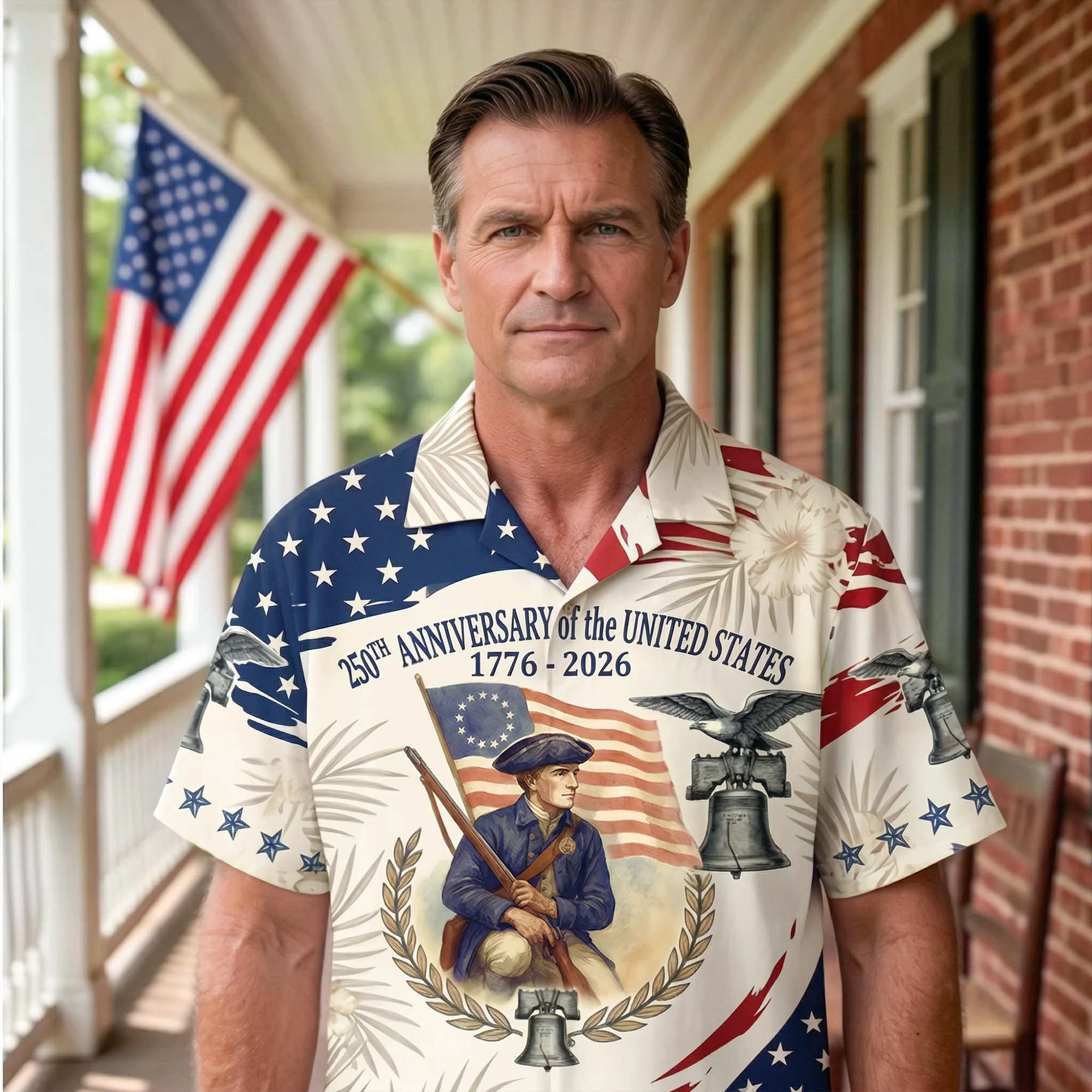 250 Years Of America Descendant Of A Patriot - Hawaiian Shirt - Gift For Men, Patriots - Image 4