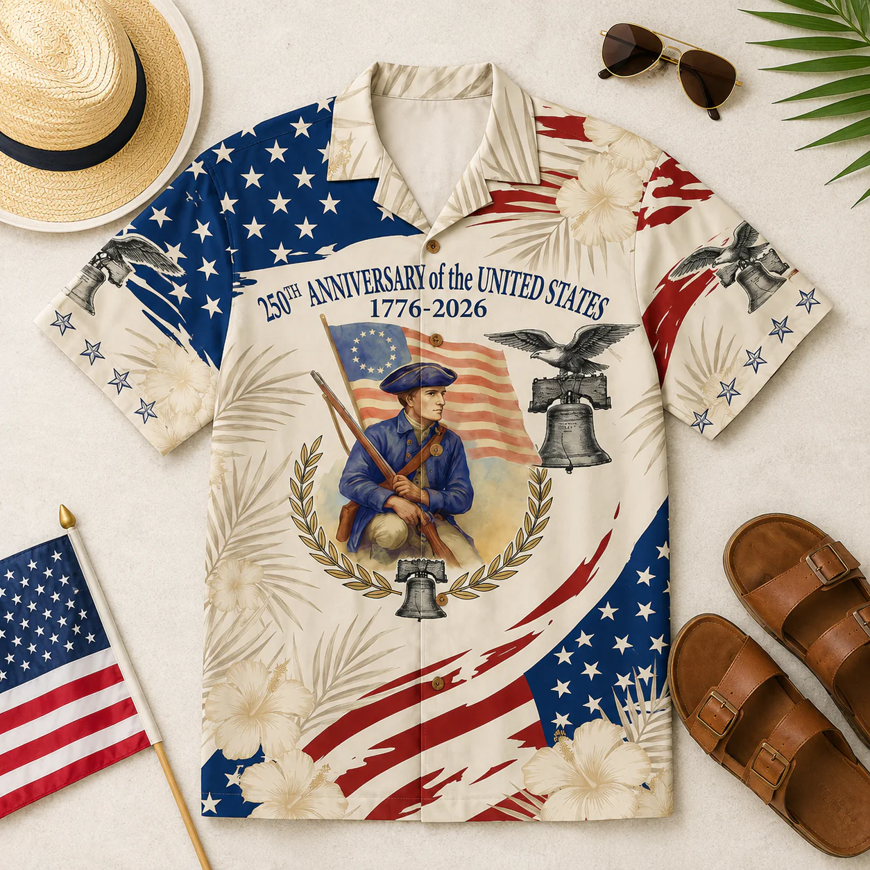 250 Years Of America Descendant Of A Patriot - Hawaiian Shirt - Gift For Men, Patriots - Image 5