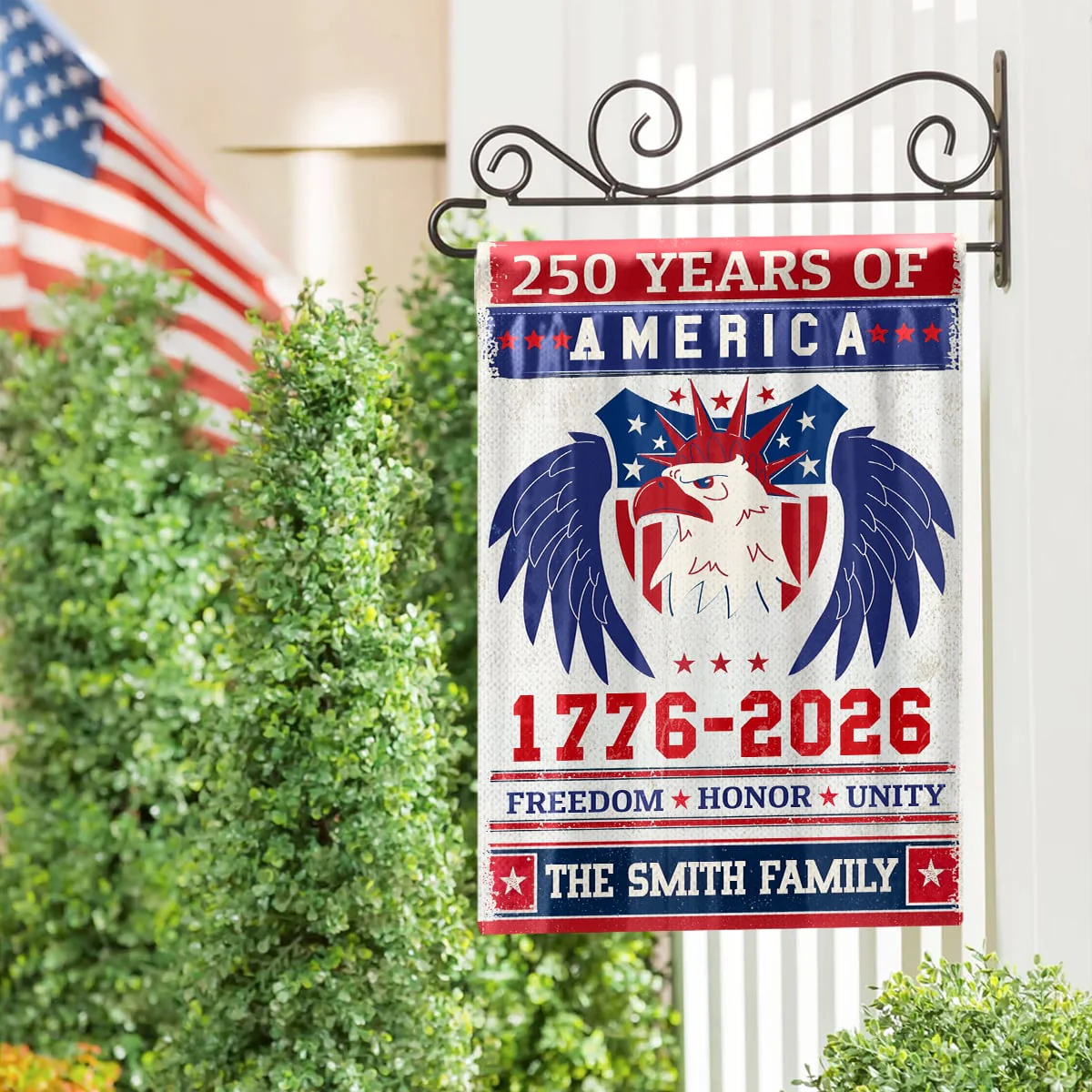 250 Years Of America Freedom Honor Unity - Personalized Flag - Patriotic Gift For Family, Veteran | HN02