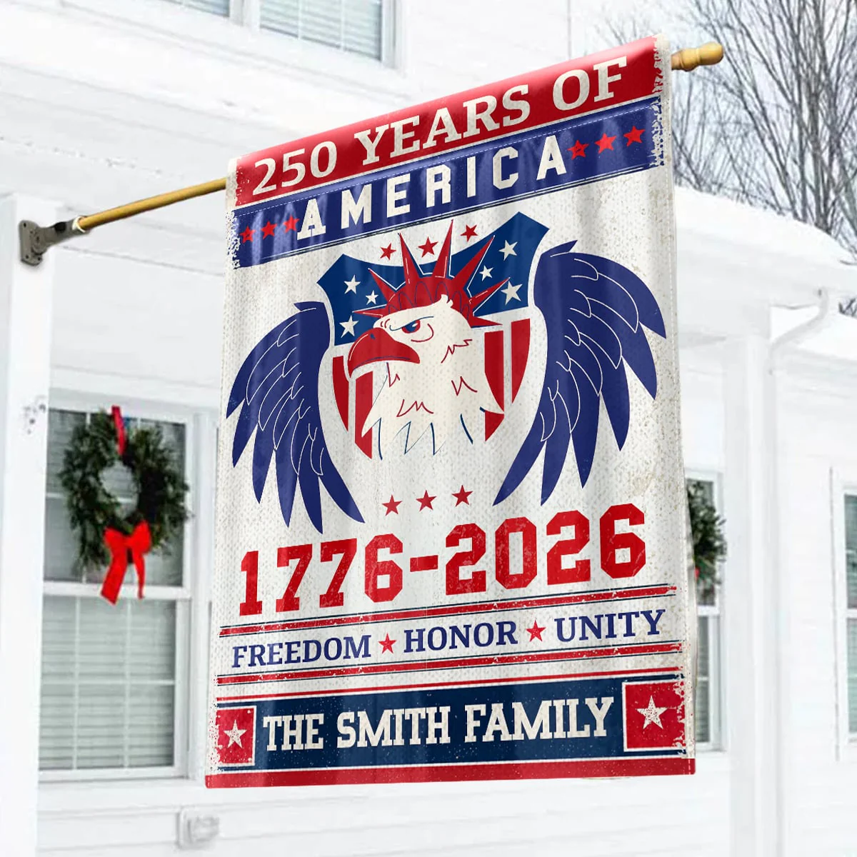 250 Years Of America Freedom Honor Unity - Personalized Flag - Patriotic Gift For Family, Veteran | HN02 - Image 3