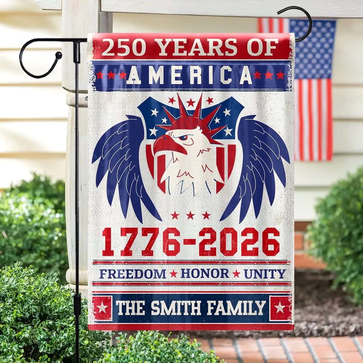 250 Years Of America Freedom Honor Unity - Personalized Flag - Patriotic Gift For Family, Veteran | HN02 - Image 4
