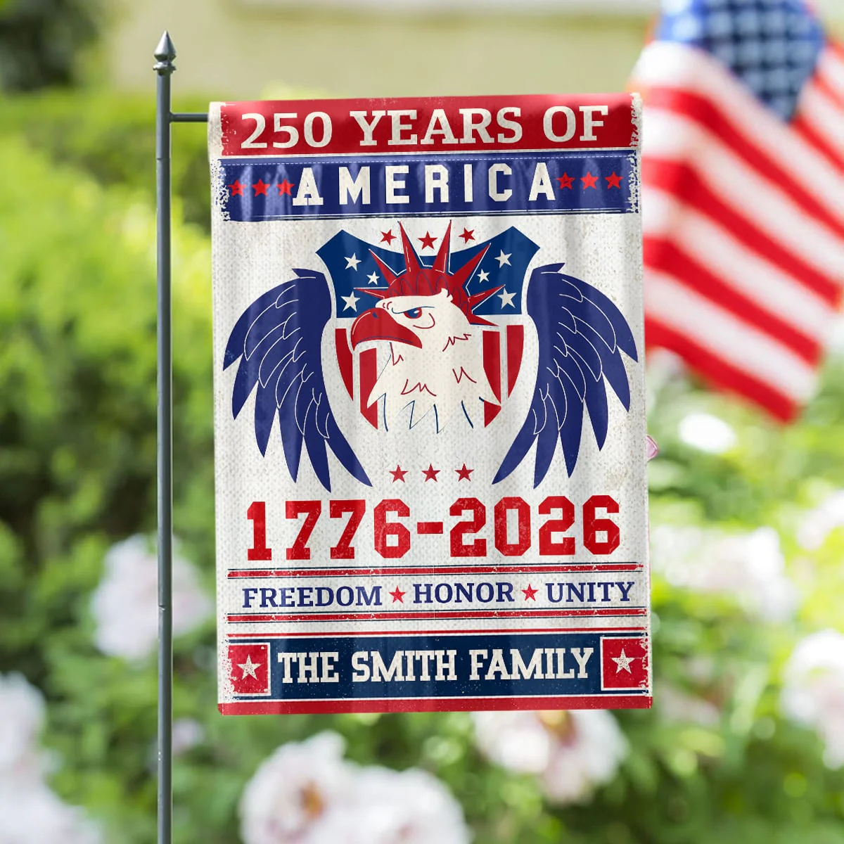 250 Years Of America Freedom Honor Unity - Personalized Flag - Patriotic Gift For Family, Veteran | HN02 - Image 5