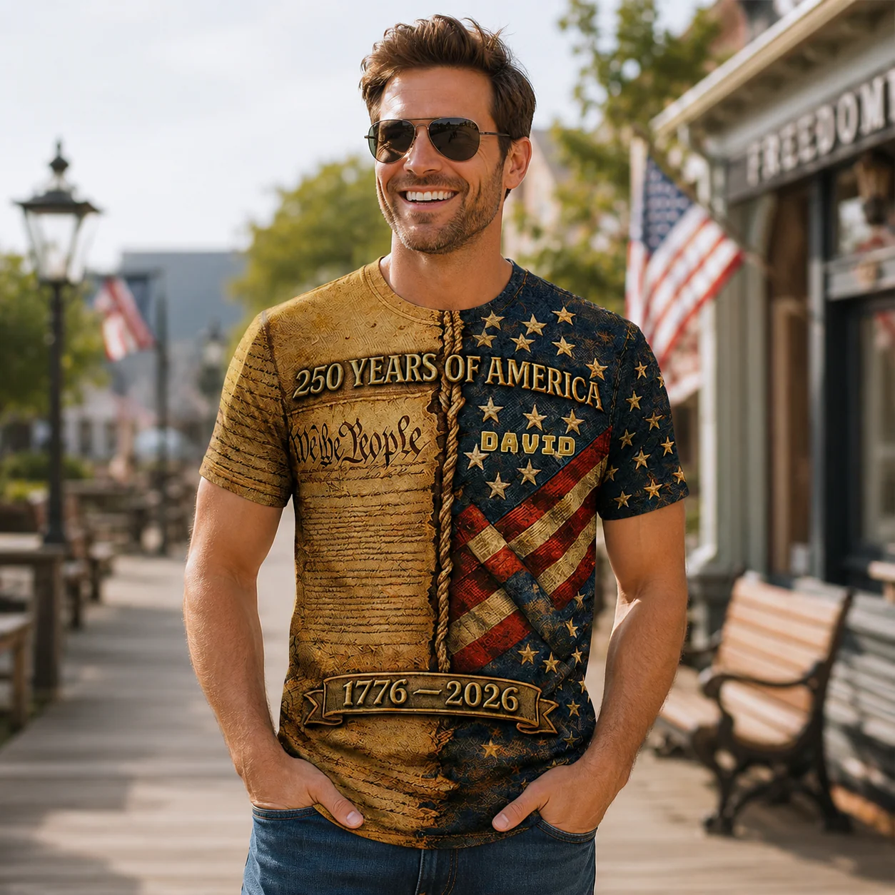 250 Years Of America Let Freedom Rings - Personalized All Over Shirt - Gift For Patriots - Image 2