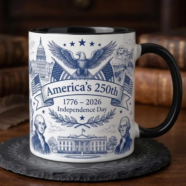 250 Years of America Toile De Jouy Style - Patriotic Mug - Gift For Men, Patriots - Image 3