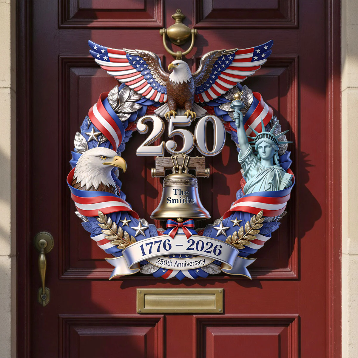 250 Years Of America With Eagle - Personalized Wood Sign - Gift For Patriots