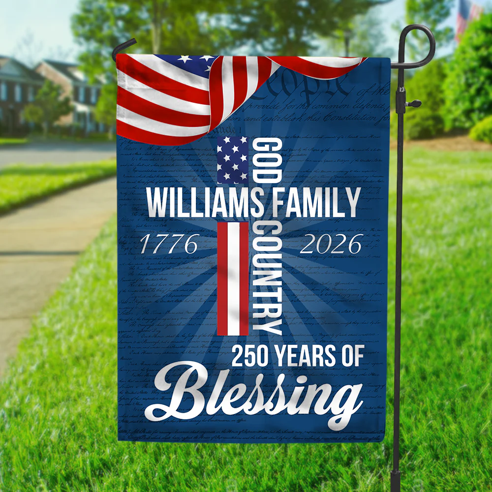 250 Years of Blessing God 1776 2026 - Personalized Flag - Patriotic Gift For Family HN02 - Image 2