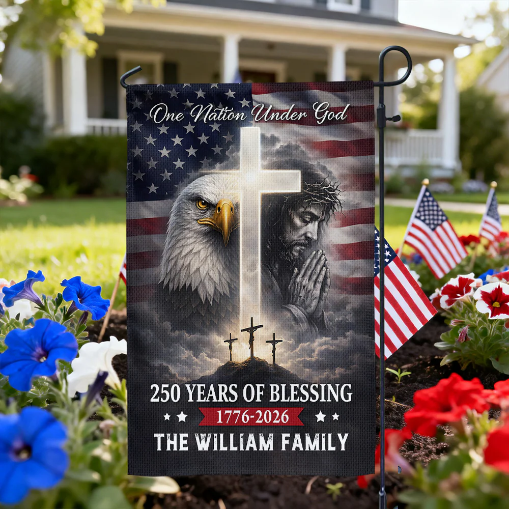 250 Years of Blessing Nation Under God American - Personalized Flag - Patriotic Gift For Family HN02 - Image 2