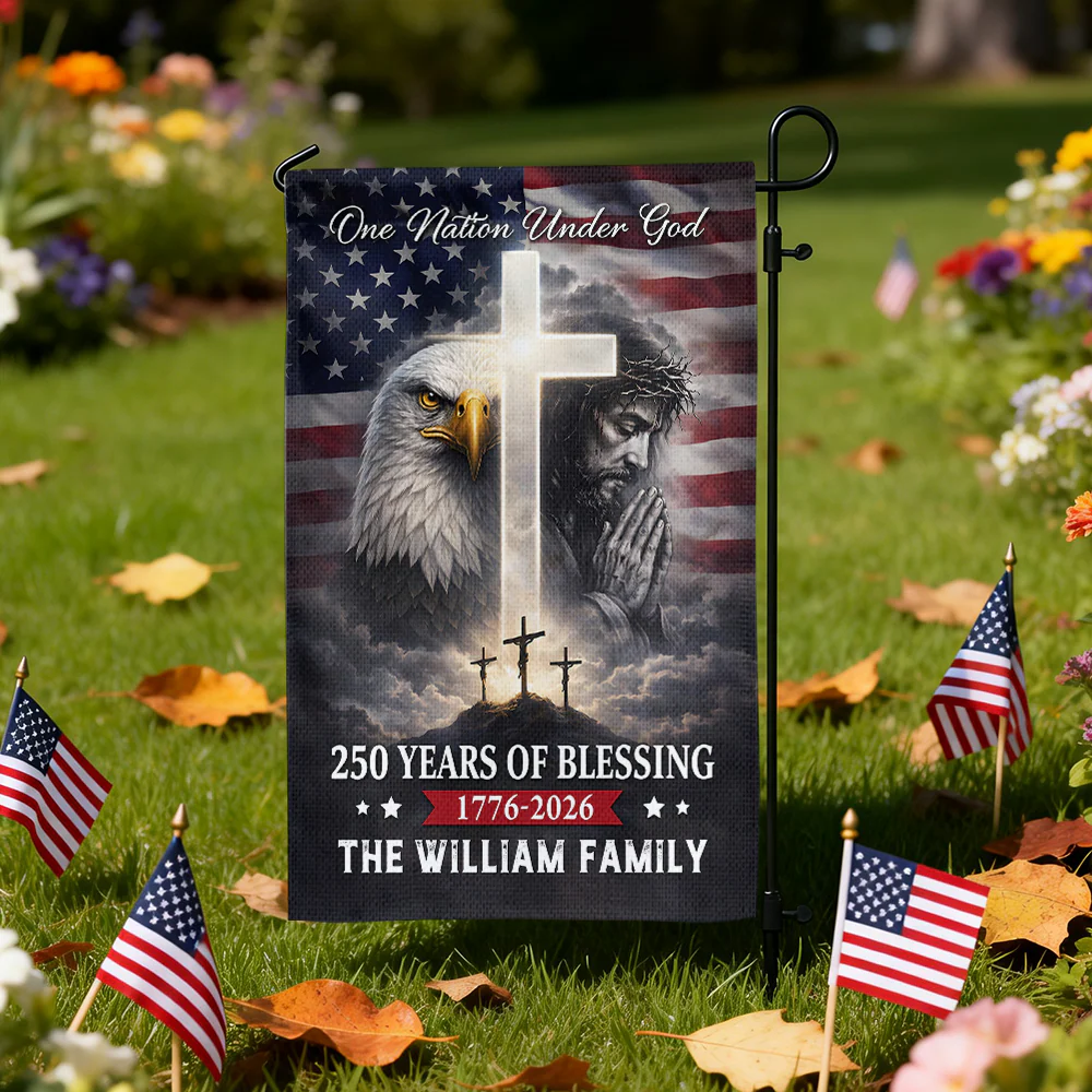 250 Years of Blessing Nation Under God American - Personalized Flag - Patriotic Gift For Family HN02 - Image 4