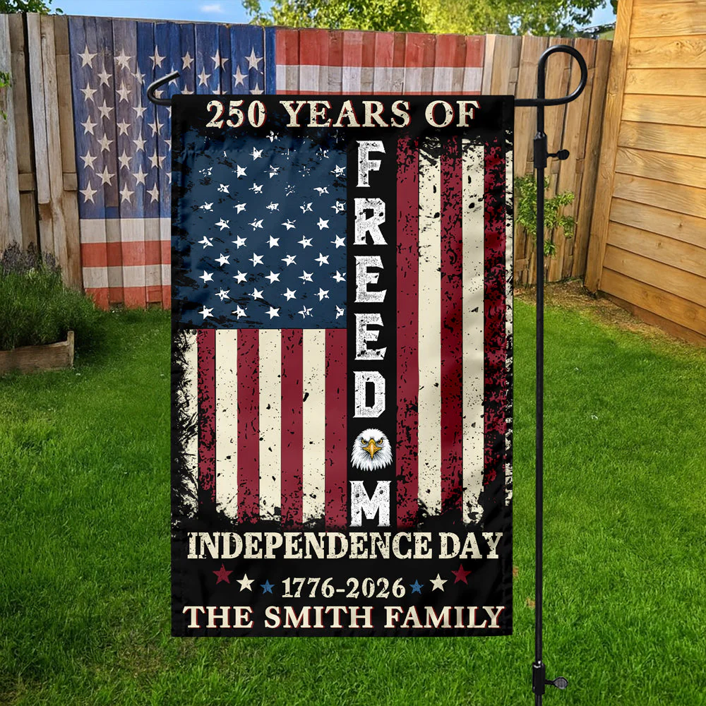 250 Years of Freedom 1776-2026 Independence Day - Personalized Flag - Patriotic Gift For Family HN02 - Image 2