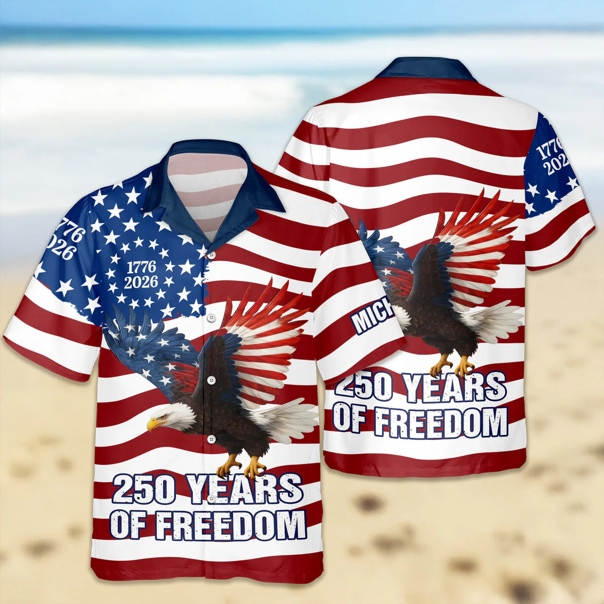 250 Years of Freedom 1776–2026 Eagle Betsy - Personalized Hawaiian Shirt - Gift for Dad, Husband, Grandpa HN02 - Image 4