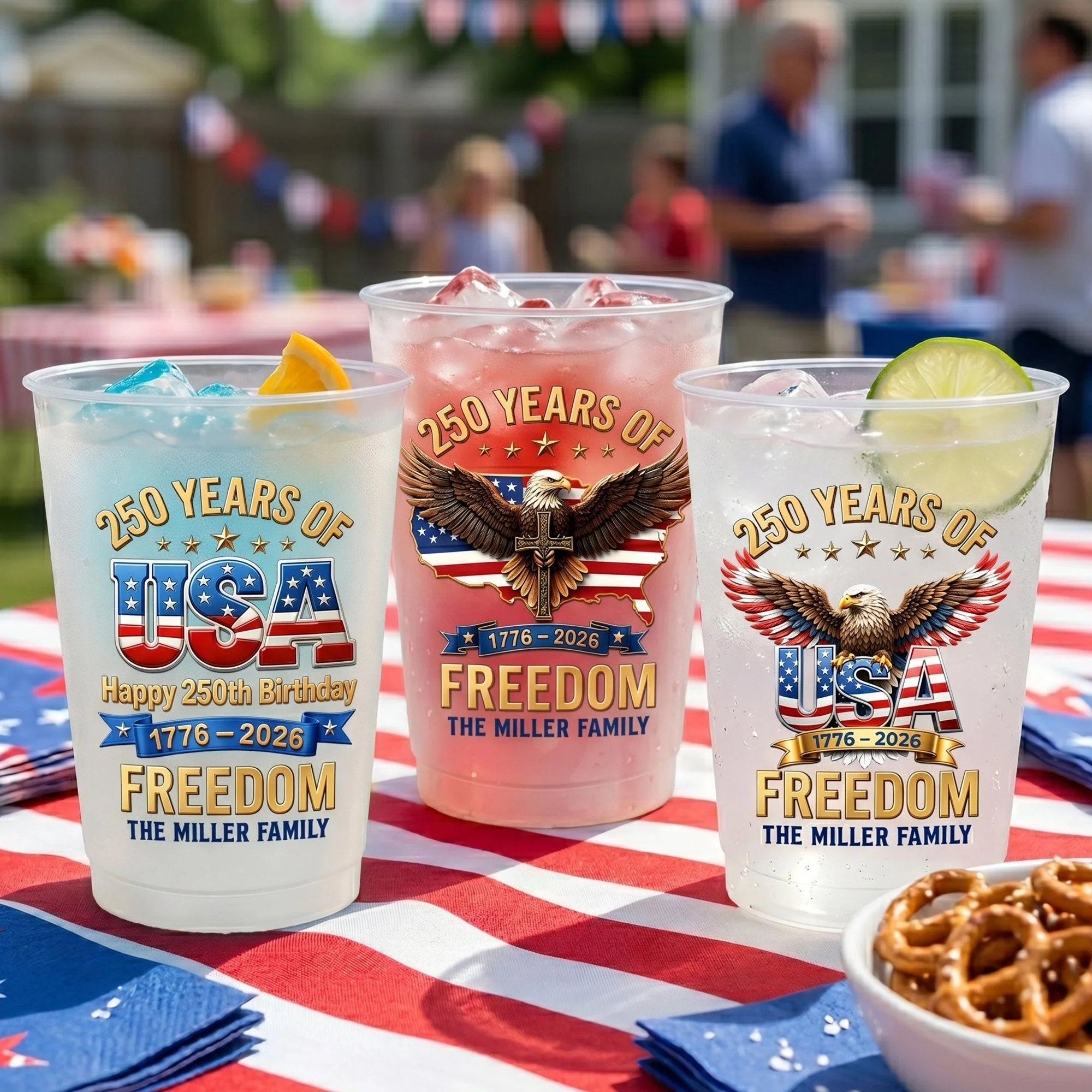 250 Years Of Freedom American Eagle - Personalized Cups - Gifts For Patriotic Family