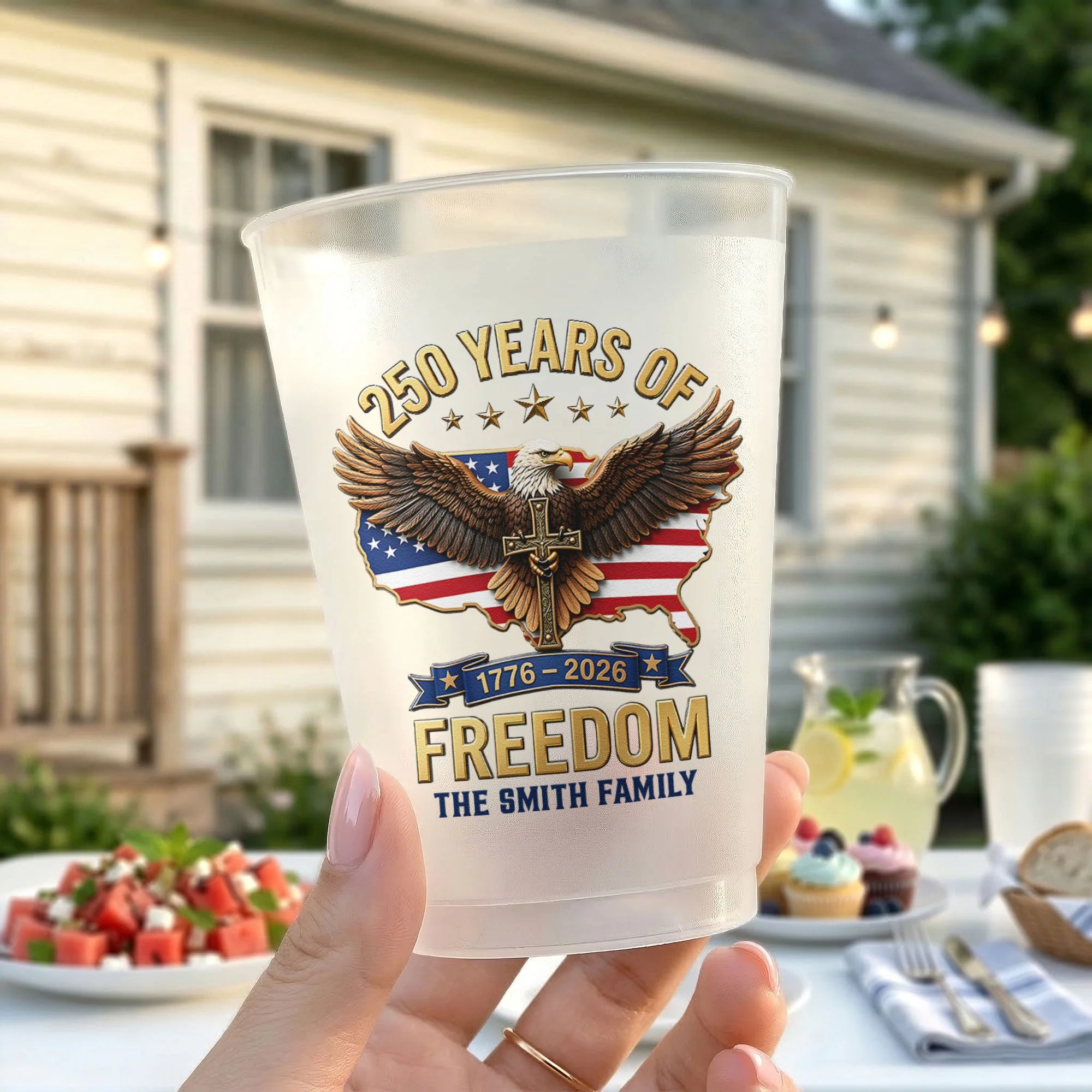 250 Years Of Freedom American Eagle - Personalized Cups - Gifts For Patriotic Family - Image 2