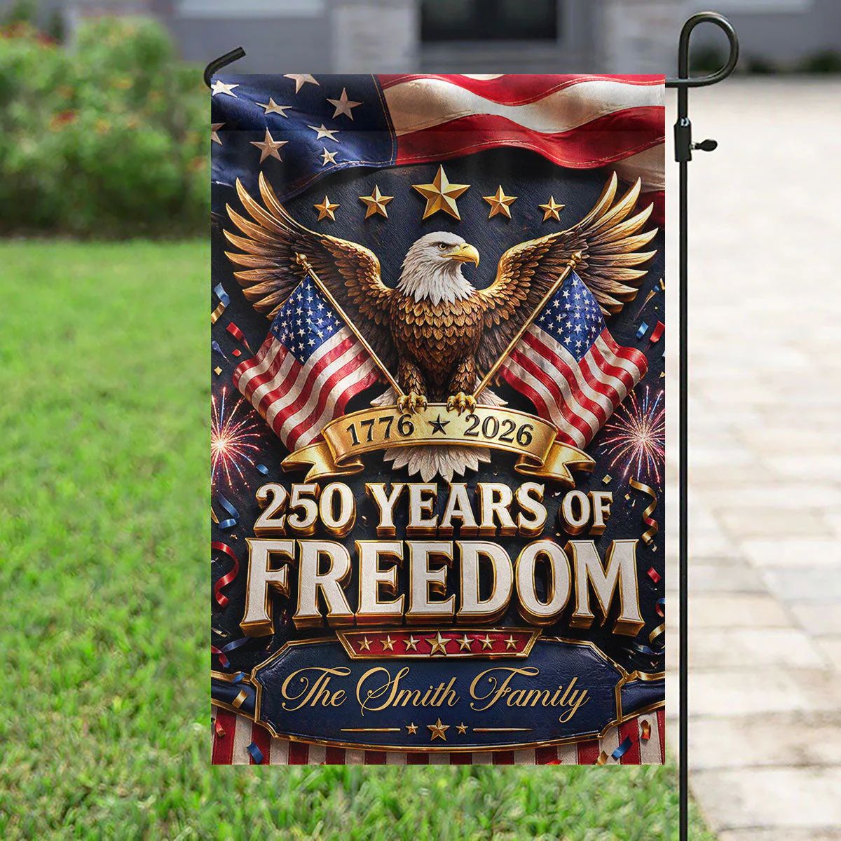 250 Years Of Freedom American Flag Eagle - Personalized Flag - Gift For Patriotic Family - Image 2
