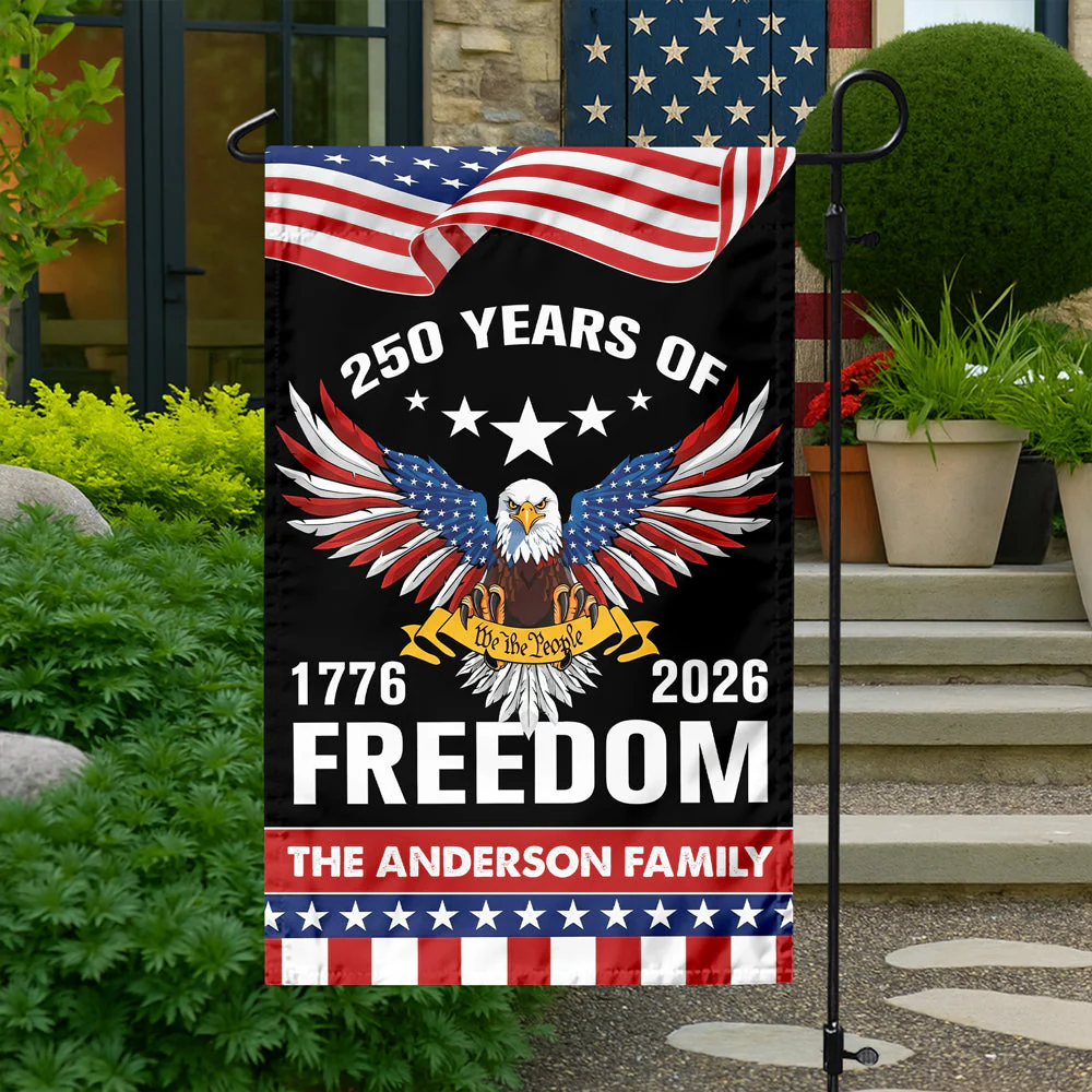250 Years Of Freedom Anniversary Eagle - Personalized Flag - Patriotic Gift For Family HN02 - Image 2