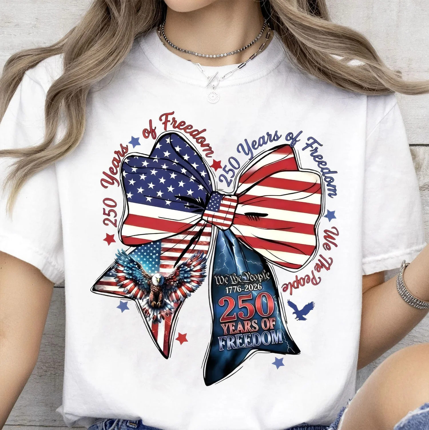 250 Years of Freedom Coquette Bow Shirt - Gift For Patriotic, Veteran HN02