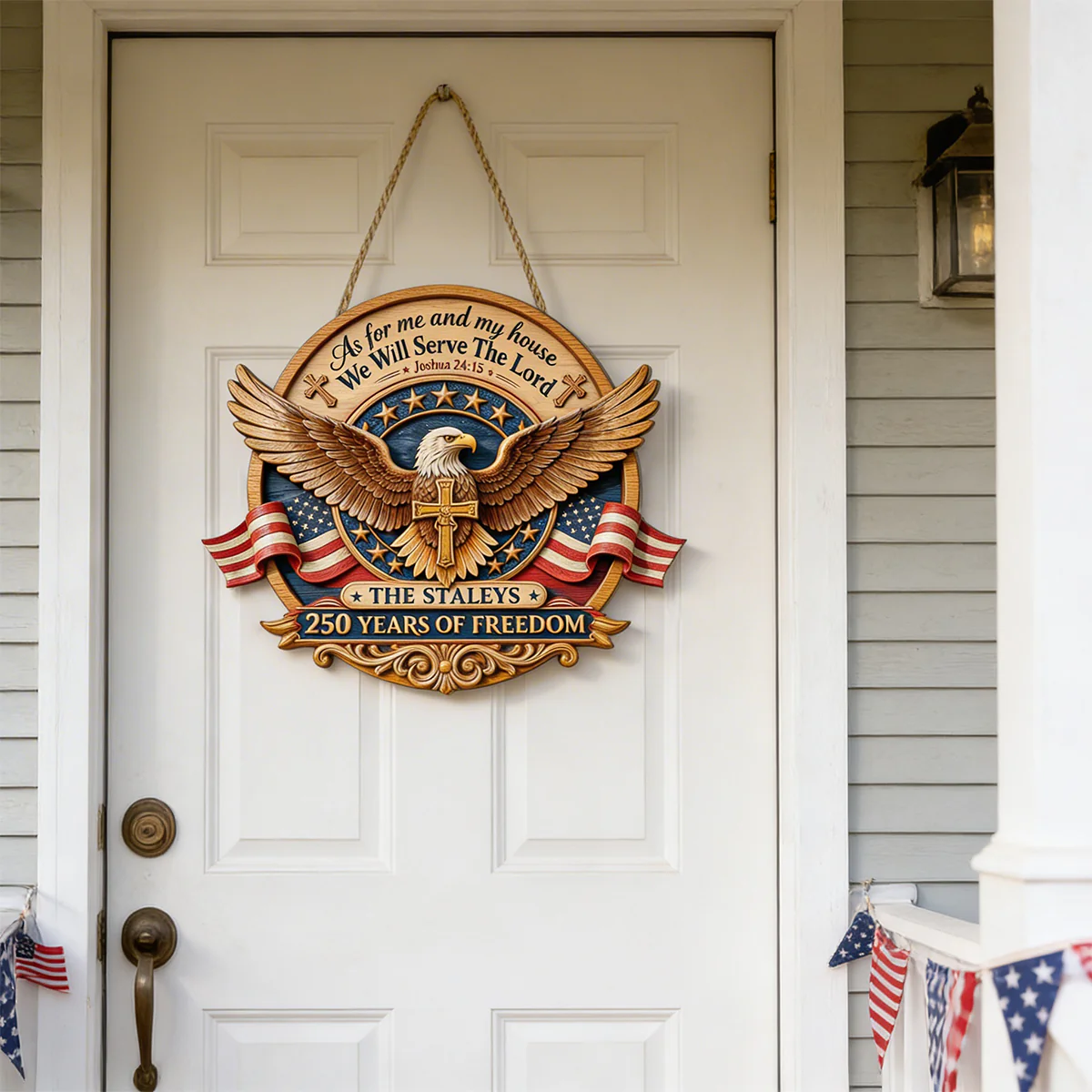 250 Years Of Freedom Eagle - Personalized Wood Sign - Gift For Patriots - Image 3