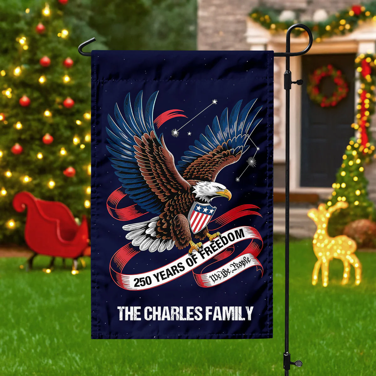 250 Years Of Freedom Eagle We The People - Personalized Flag - Patriotic Gift For Family HN02 - Image 2