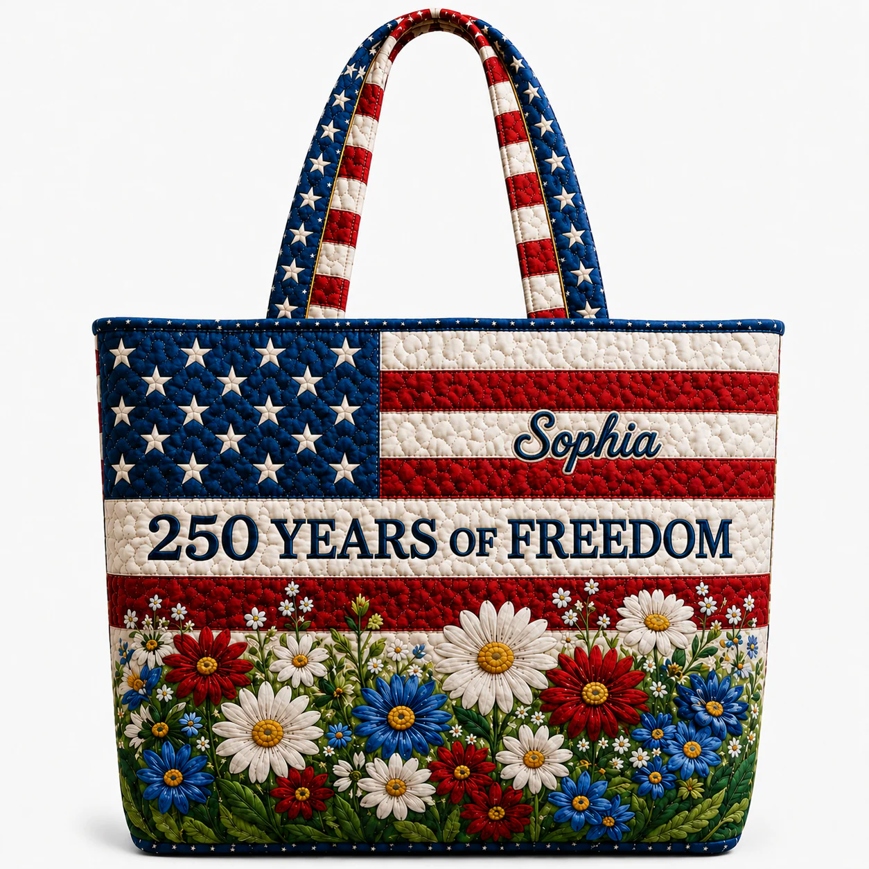 250 Years Of Freedom Flower Garden - Quilted Tote Bag - Gift For Her - Image 4